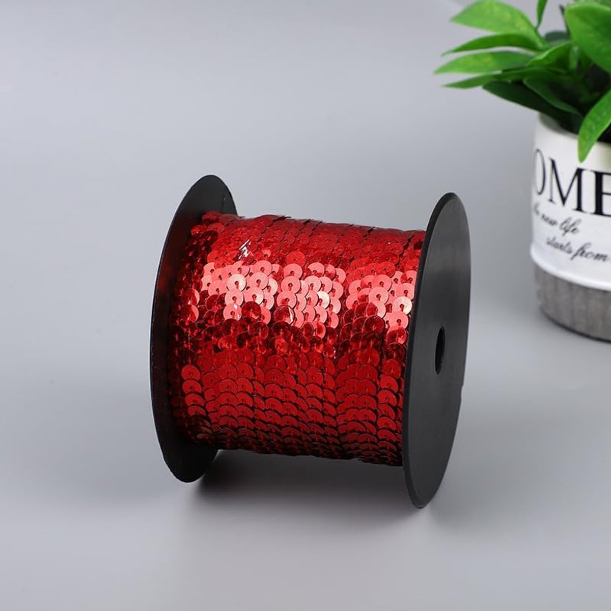 Paillettenlint pailletten trim string pailletten decoratielint pailletten lint glitterband knutselband voor kleding versiering hoofdband laser rood
