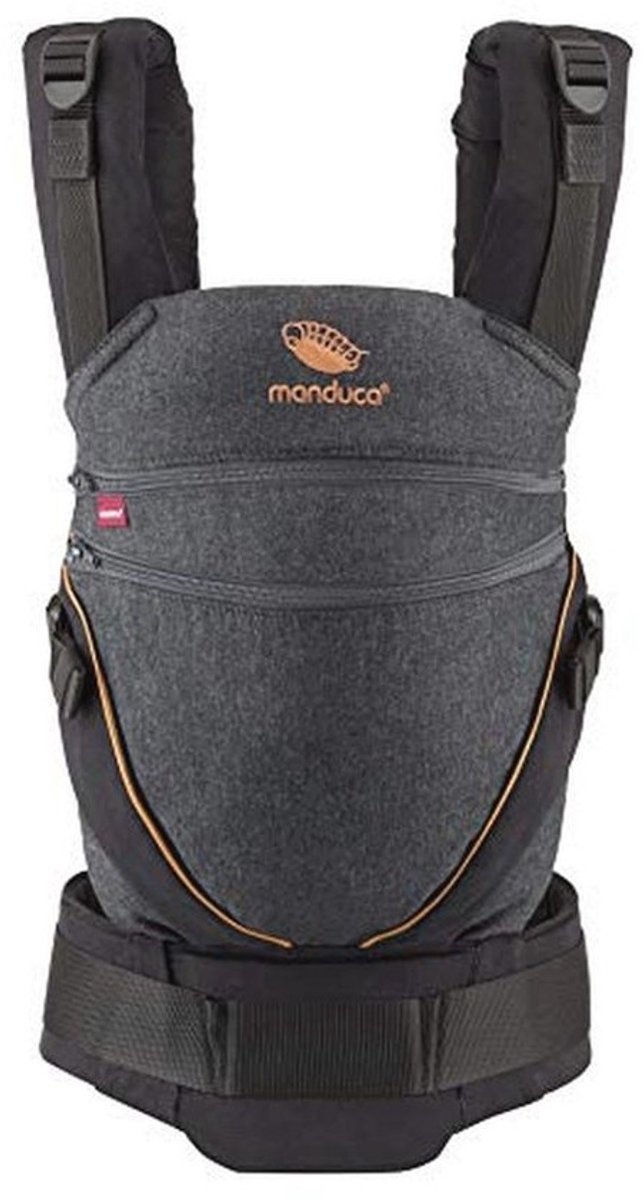 manduca XT draagzak - Verstelbare zitting - Van pasgeborene tot peuterdrager - Biologisch katoenen draagdoek - 3 draagopties, Denimblack-toffee
