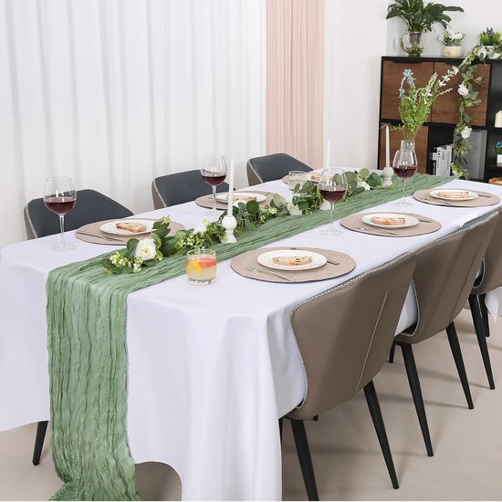 2 Stuks Kaasdoek Tafelloper，Boho Gaas Tafelloper — afbeelding 2