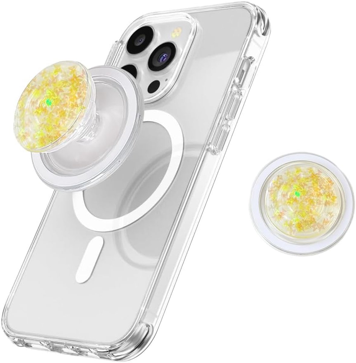 Handgreep voor telefoon, inklapbaar, magnetisch, intrekbaar, compatibel met smartphone, e-reader en tablet, telefoonaccessoires (geel, eenheidsmaat)