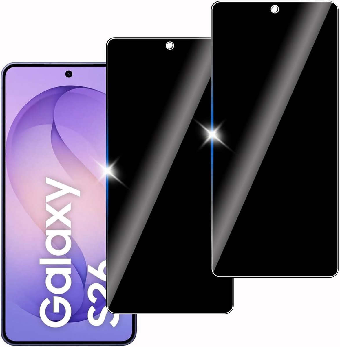 2 stuks anti-spion gehard glas voor Samsung Galaxy S26, beschermglas voor scherm, bubbelvrij, hardheid 9H, eenvoudig te installeren, krasbestendig