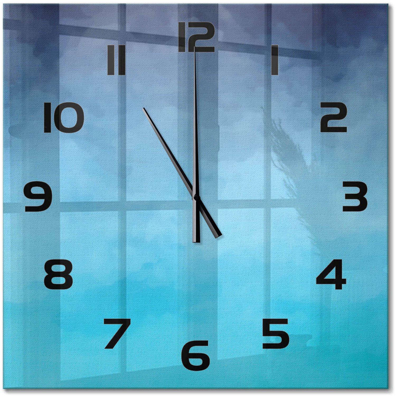 TULUP Wandklok - Rook Glazen Wandklok Design - 60x60 cm - Groente Klok Glas Met Opdruk - Zwarte handen - Vierkante Klok - Wandklok Glas Met Motief - Decoratieve Glazen Klok