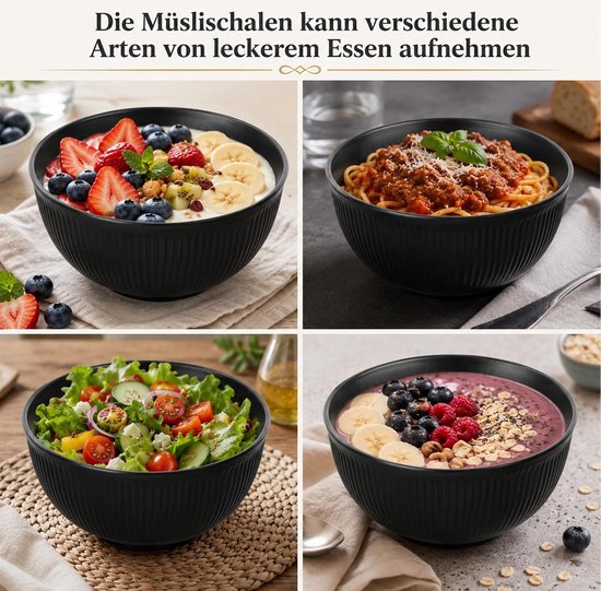 6x Onbreekbare plastic ontbijtschalen, voor soep, pasta, rijst, salade — afbeelding 5