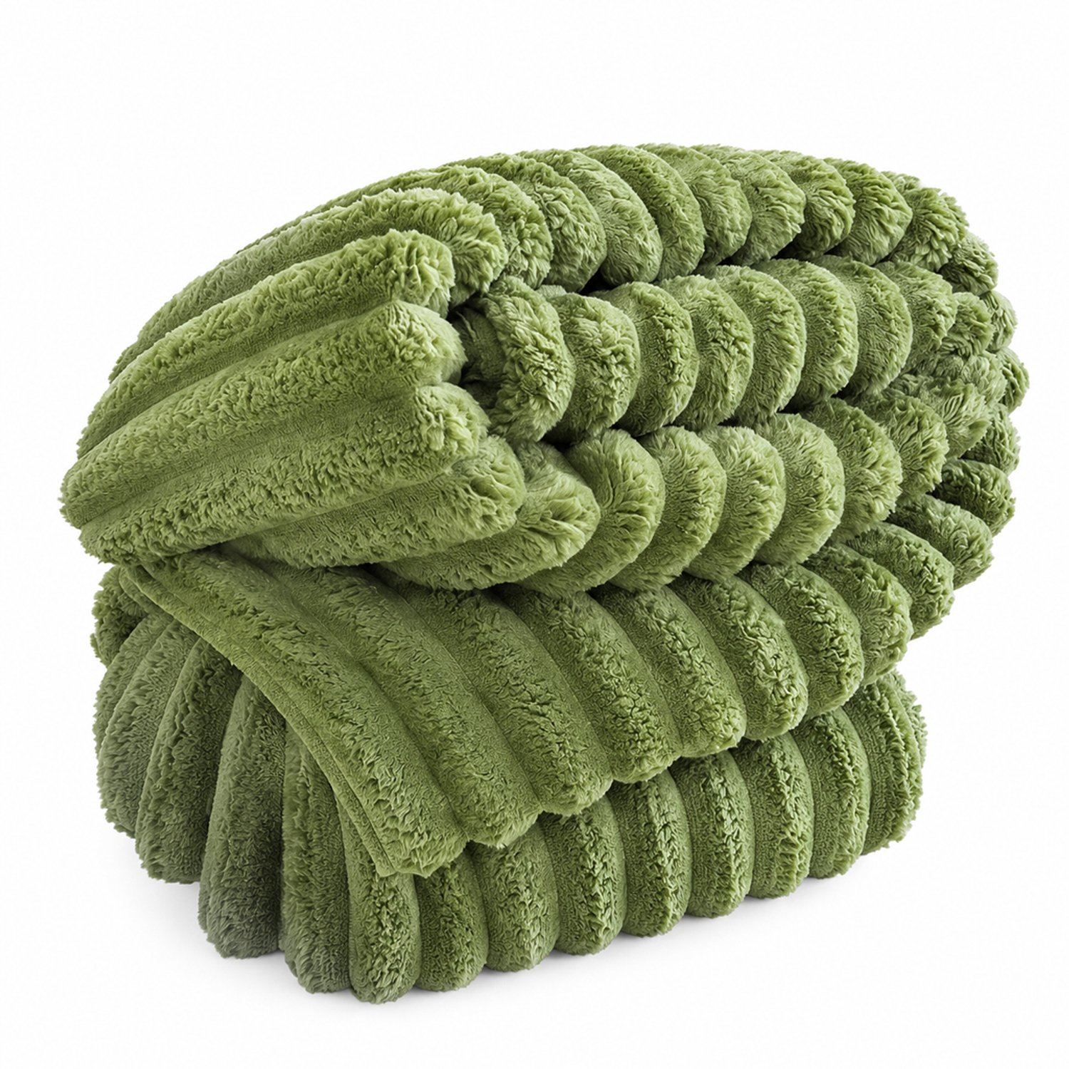 SWGOTA Groene gestreepte plaid 150 x 200 cm van polyester, machinewasbare pluchen deken voor bank en kantoor Appelgroen