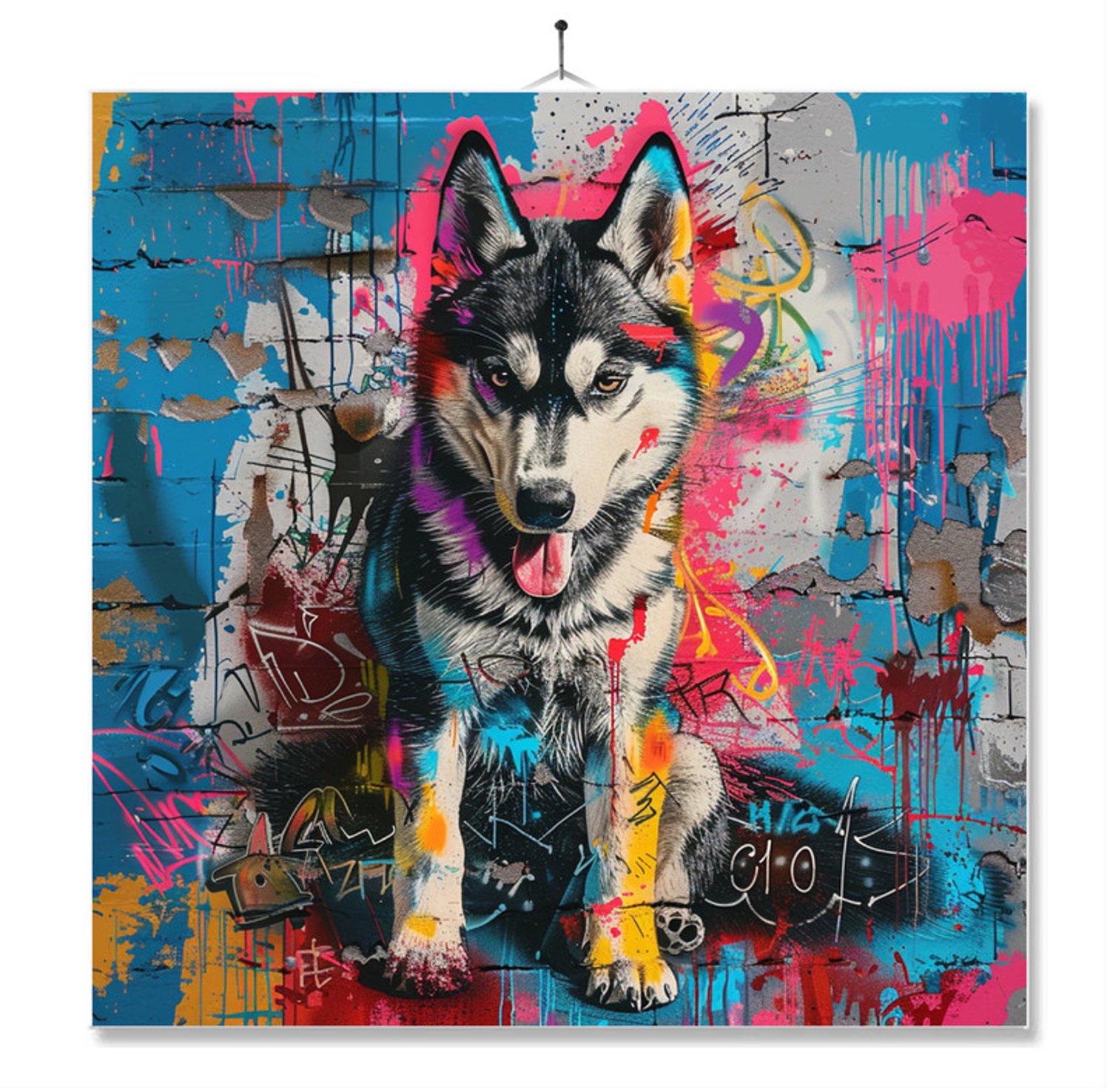 MC Living Tegel Met Opdruk | Geschenk | Dier | Graffiti | Husky ontwerp 2