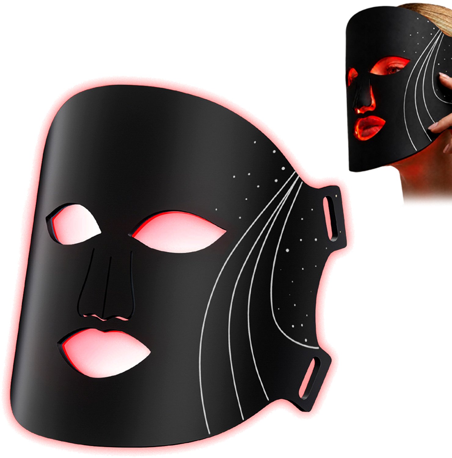 7-in-1 LED-fototherapie gezichtsmasker - Importeur van gezichtsmaskers - Schoonheidsapparaat voor thuis - Gezichtsfototherapie - Huidverjongingsapparaat met rood en blauw licht - Gezichtsmasker voor thuisgebruik - Zeven kleuren - Zwart