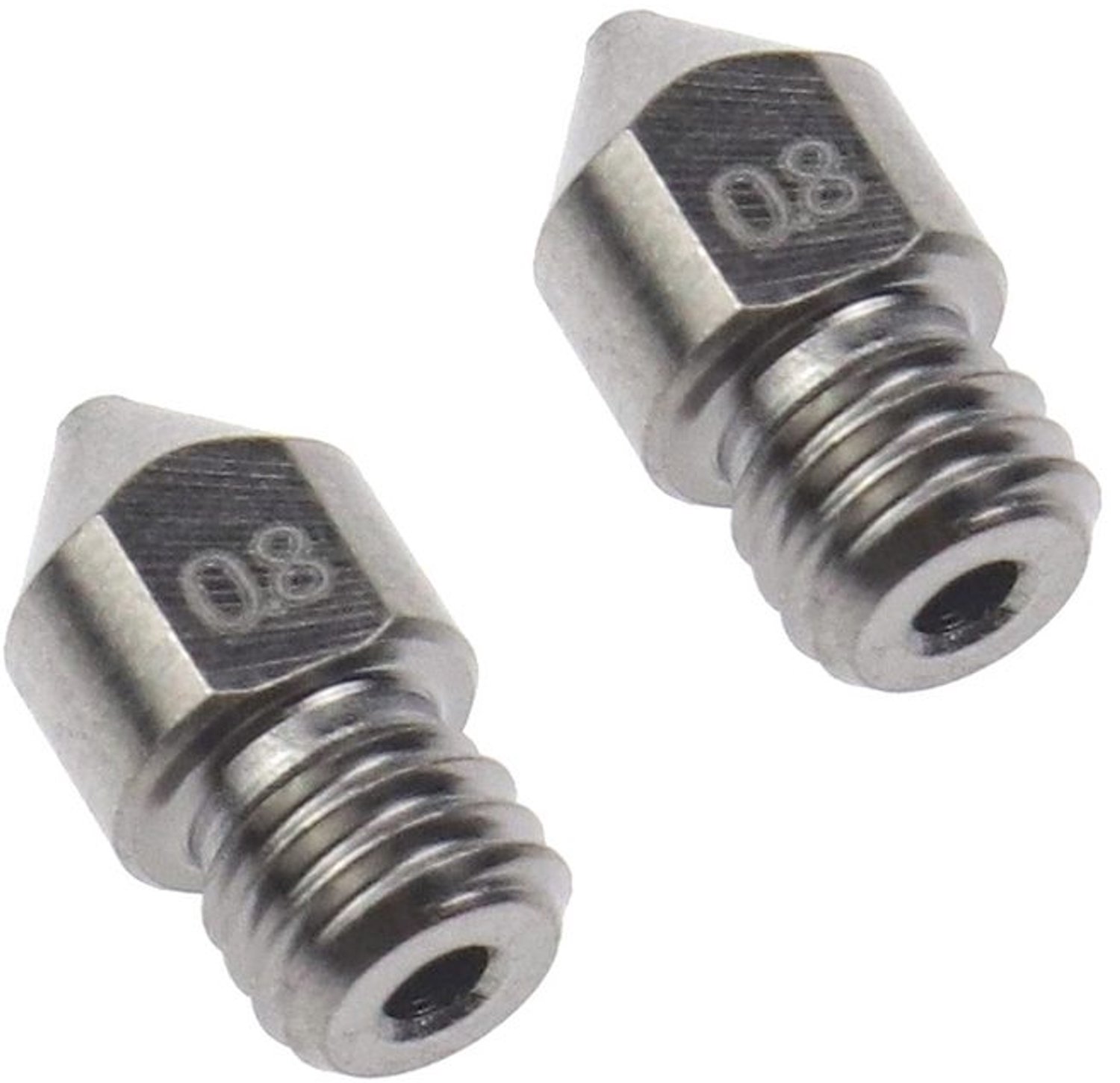 Sproeiers 0,8 mm M6 - 2 Stuks - Gehard Staal - Slijtvast - Corrosiebestendig - Hoogte 13 mm - Spuitmond