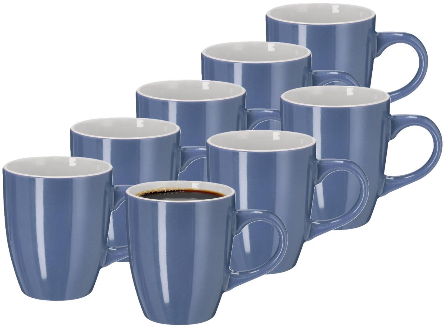 Bellatio Design Koffiekopjes Magic Glaze - 8x stuks - Keramiek - blauw - 350 ml - 8 x 10 cm - mokken - bekers
