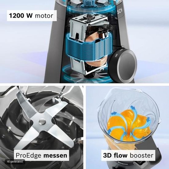 Bosch Serie 4 MMB4151B blender 1,5 l Blender voor op aanrecht 1200 W Zwart van Bosch — afbeelding 3