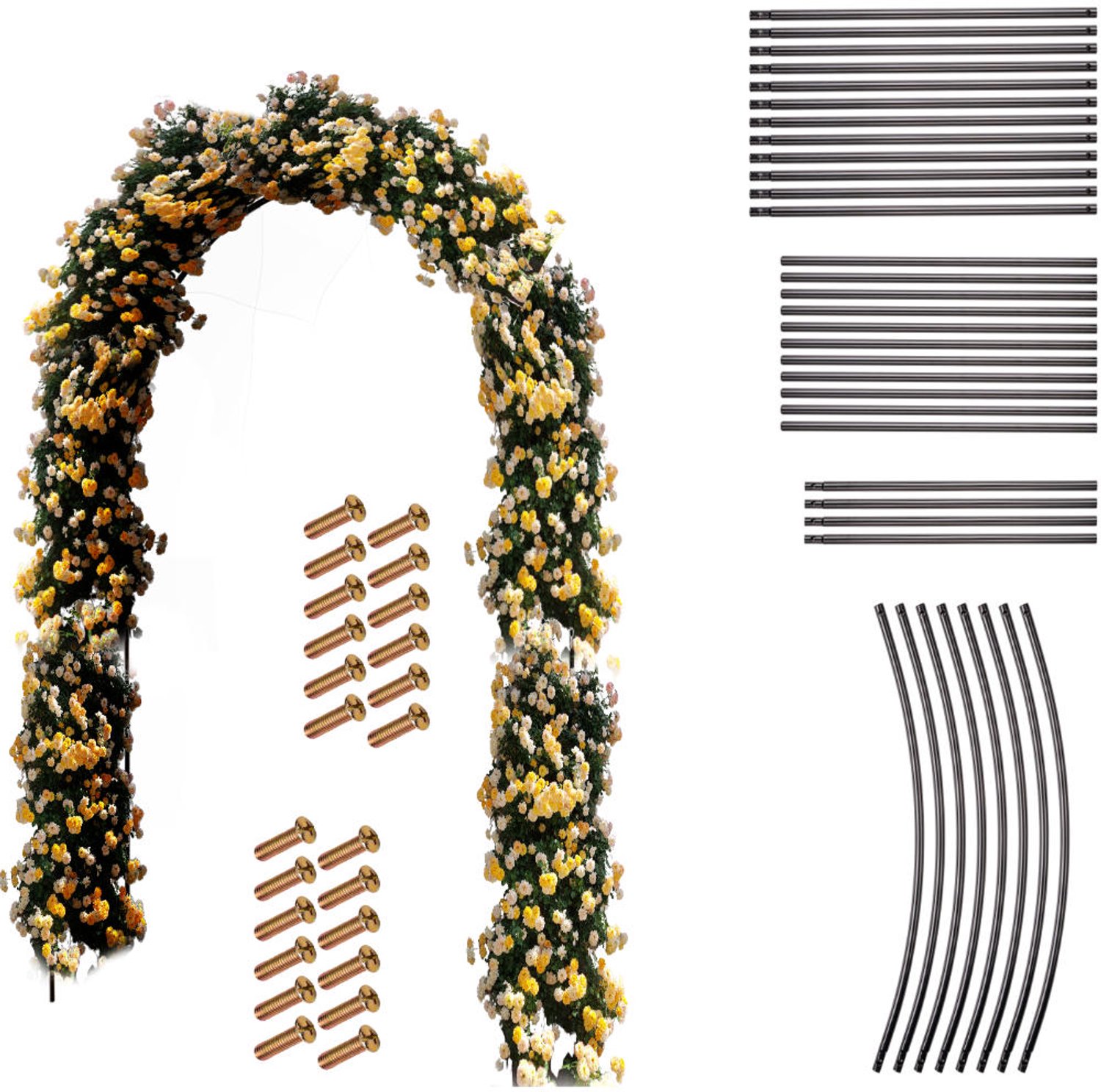 Rozenboog Metaal 240 x 140 cm – Tuinboog voor Klimrozen, Klimplanten en Clematis – Pergola – Zwart