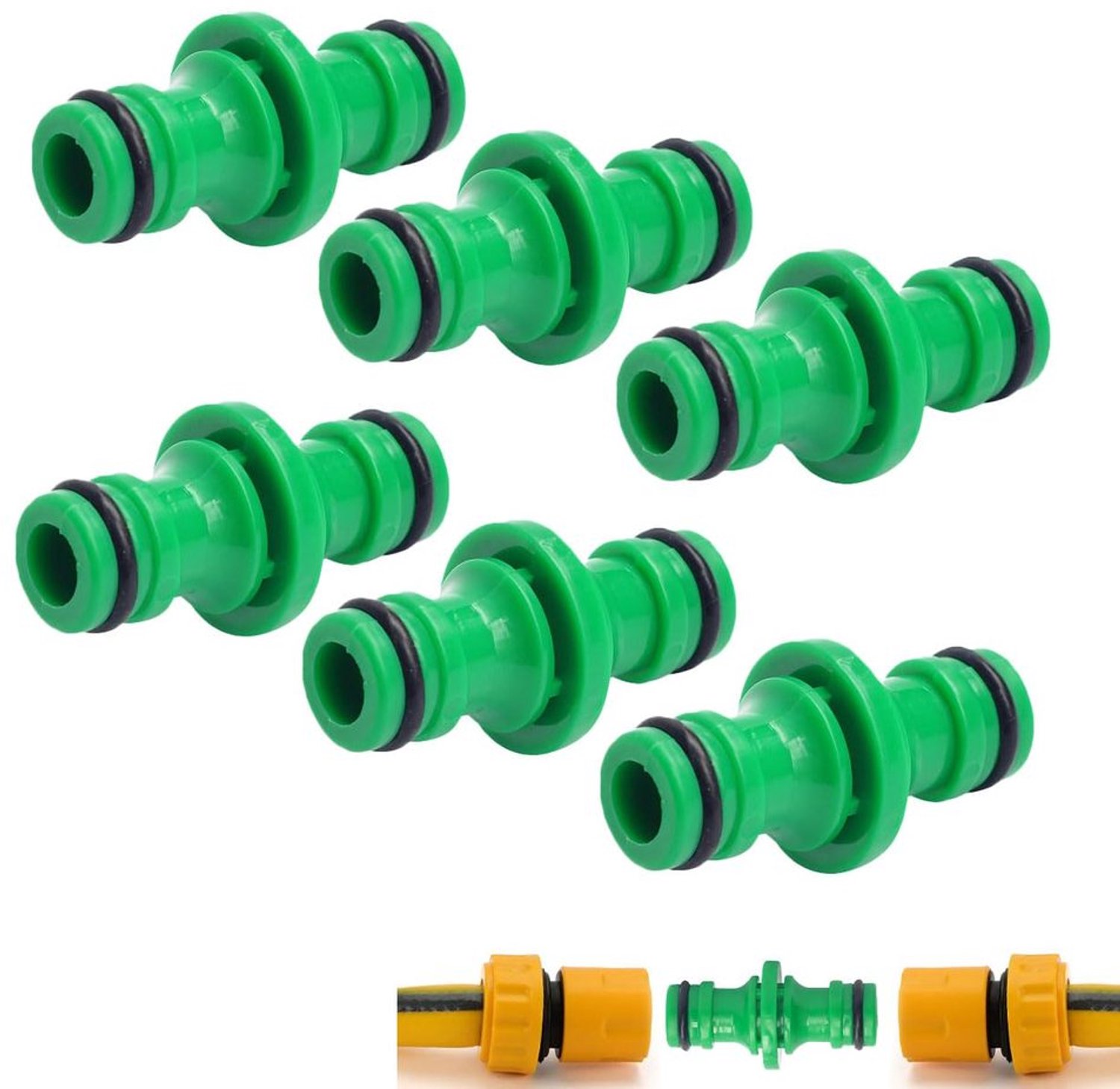 Tuinslang Koppeling - 1/2 Inch - Groene Set van 6