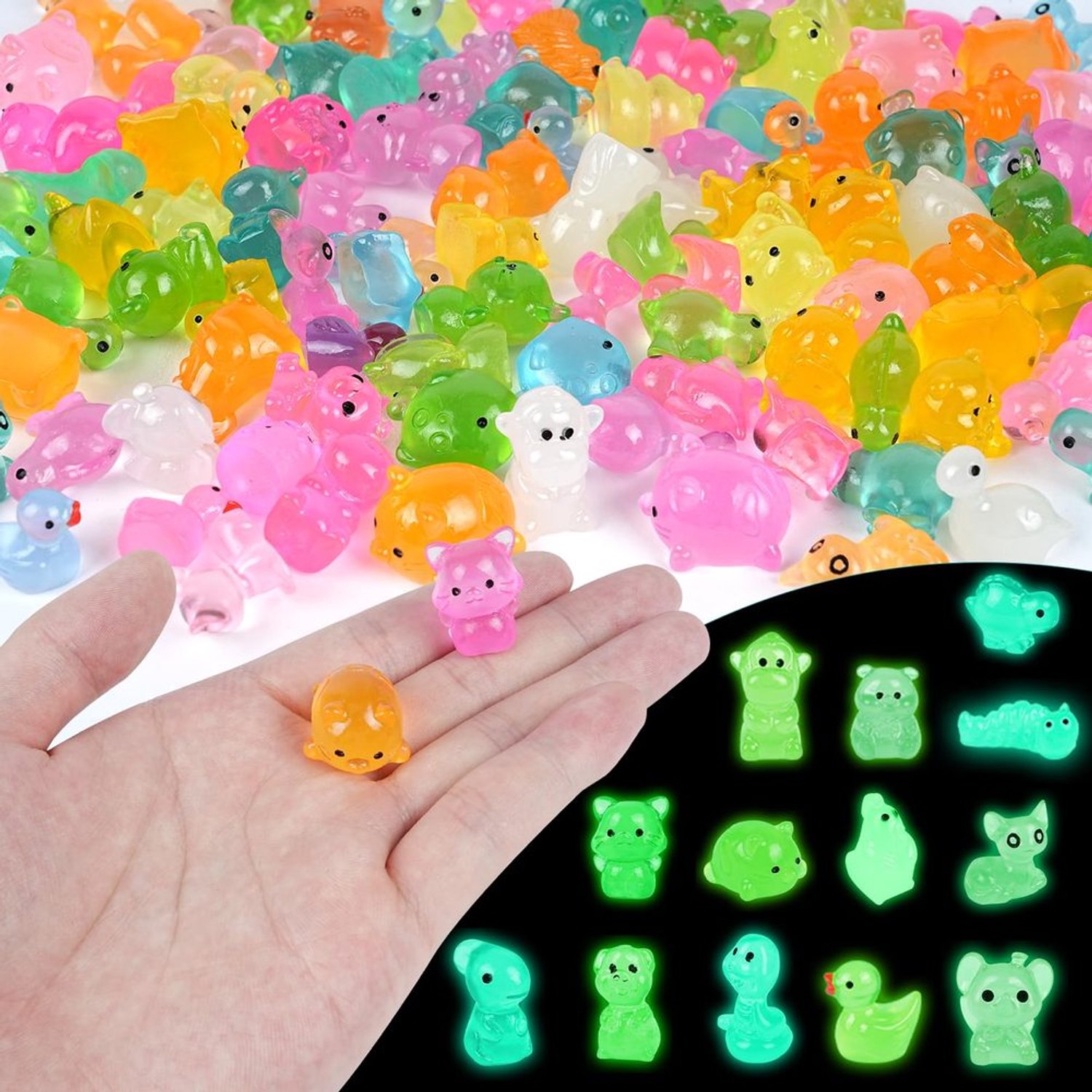 120 Stuks Mini Luminous Resin Dieren voor Creatieve Projecten