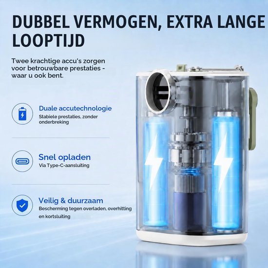 Elektrische luchtpomp, accu, mini, 3-in-1, met 5 sproeiers — afbeelding 2
