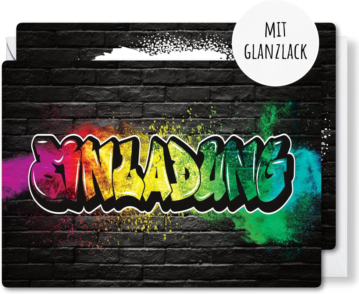 12x uitnodigingskaarten kinderfeestje jongens & meisjes graffiti