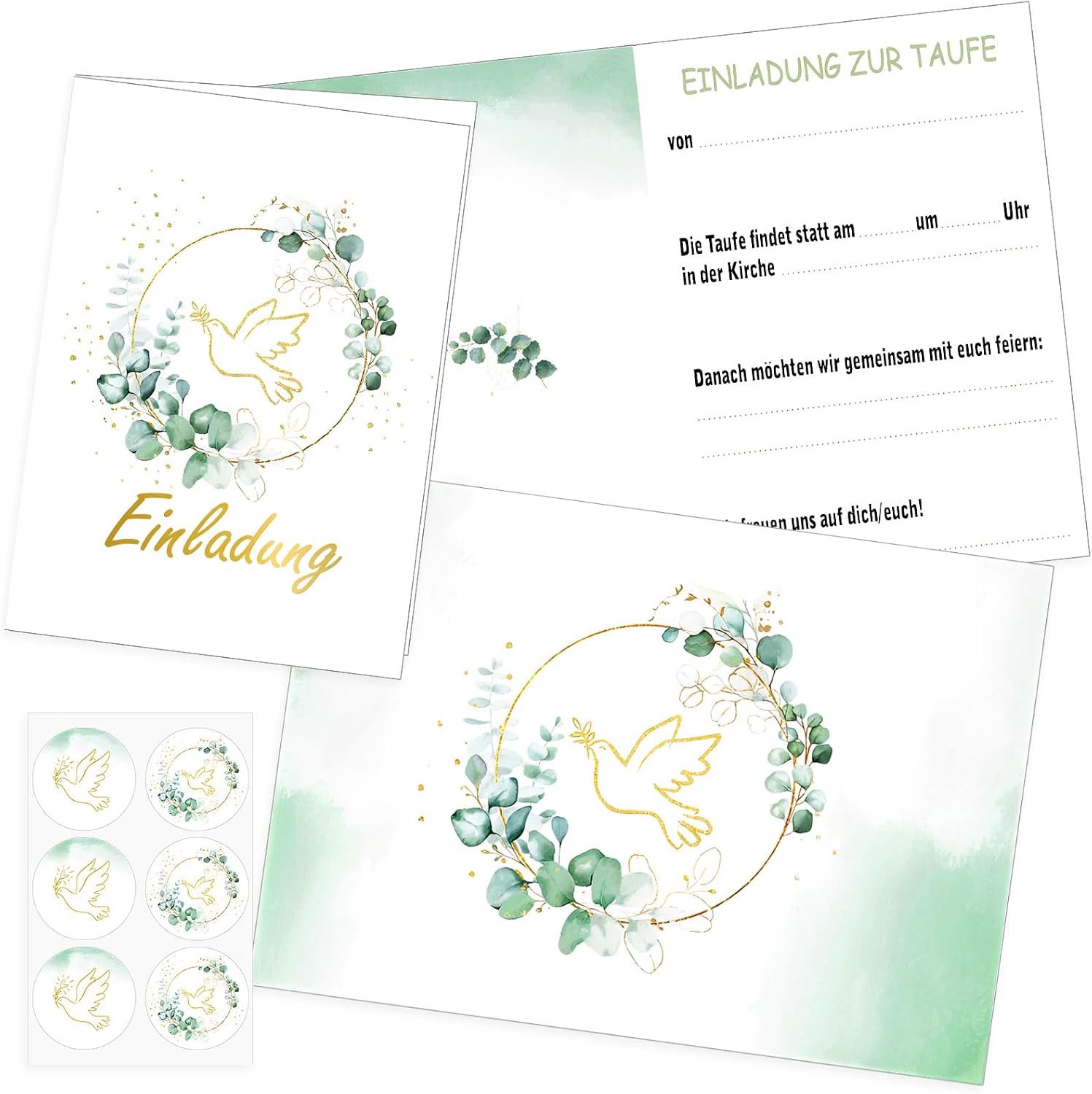 12x Communie uitnodigingen met enveloppen en stickers