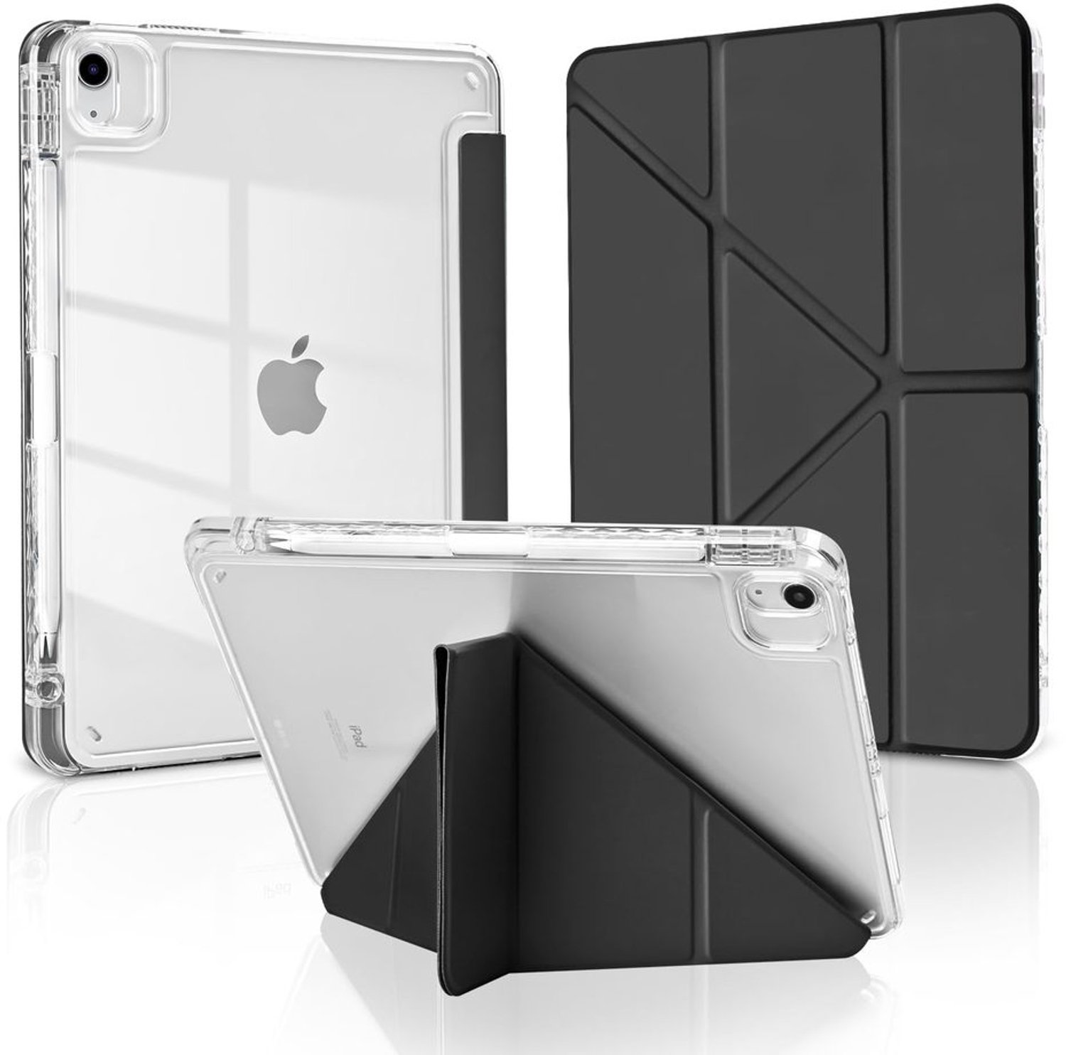 Case voor iPad Air 11 Inch met Penhouder en Origami Ontwerp in Zwart