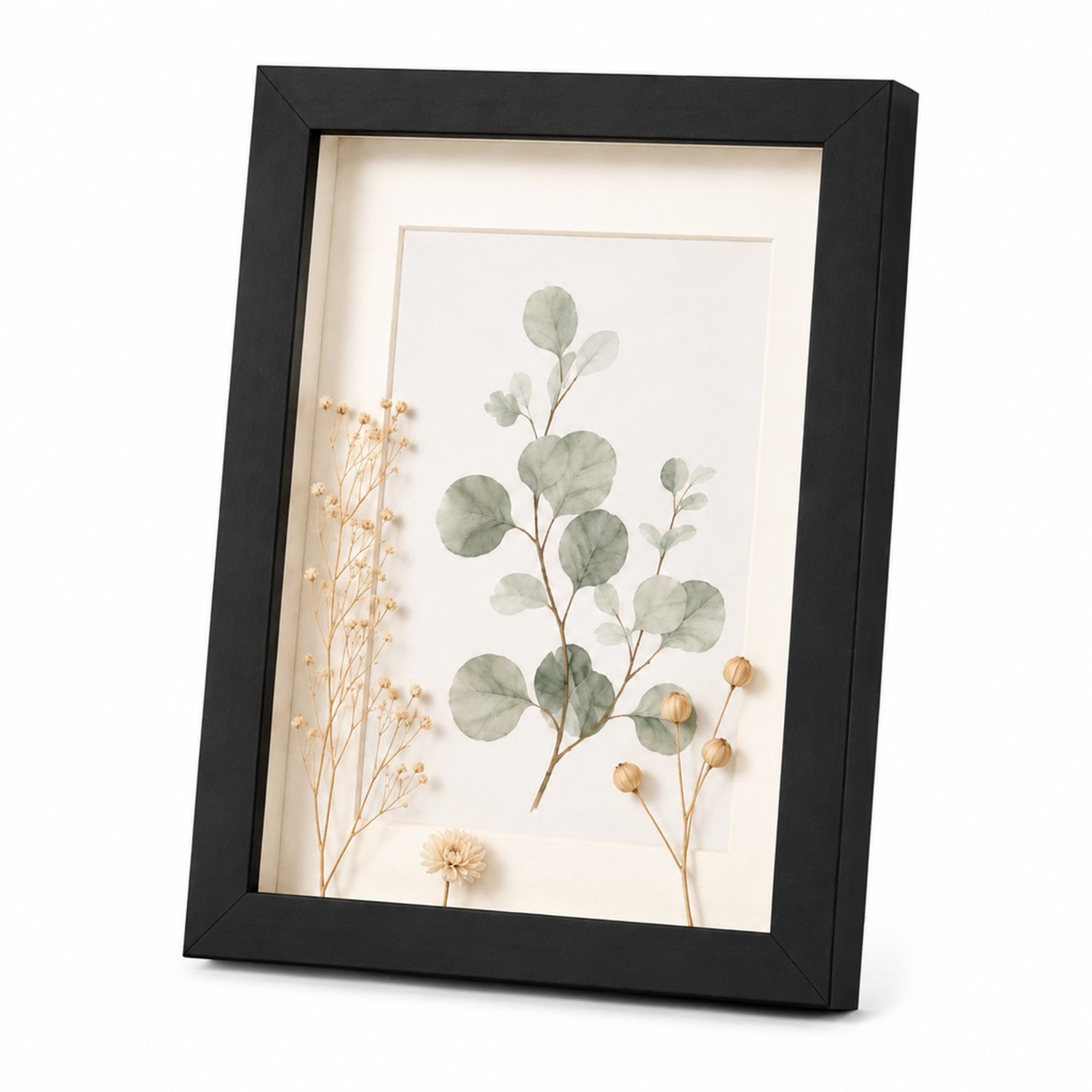 SWGOTA Zwarte MDF-fotolijst 30 x 40 cm (12 x 16 inch), 2 cm holle ruimte, rechthoekig, met glas en afbeelding