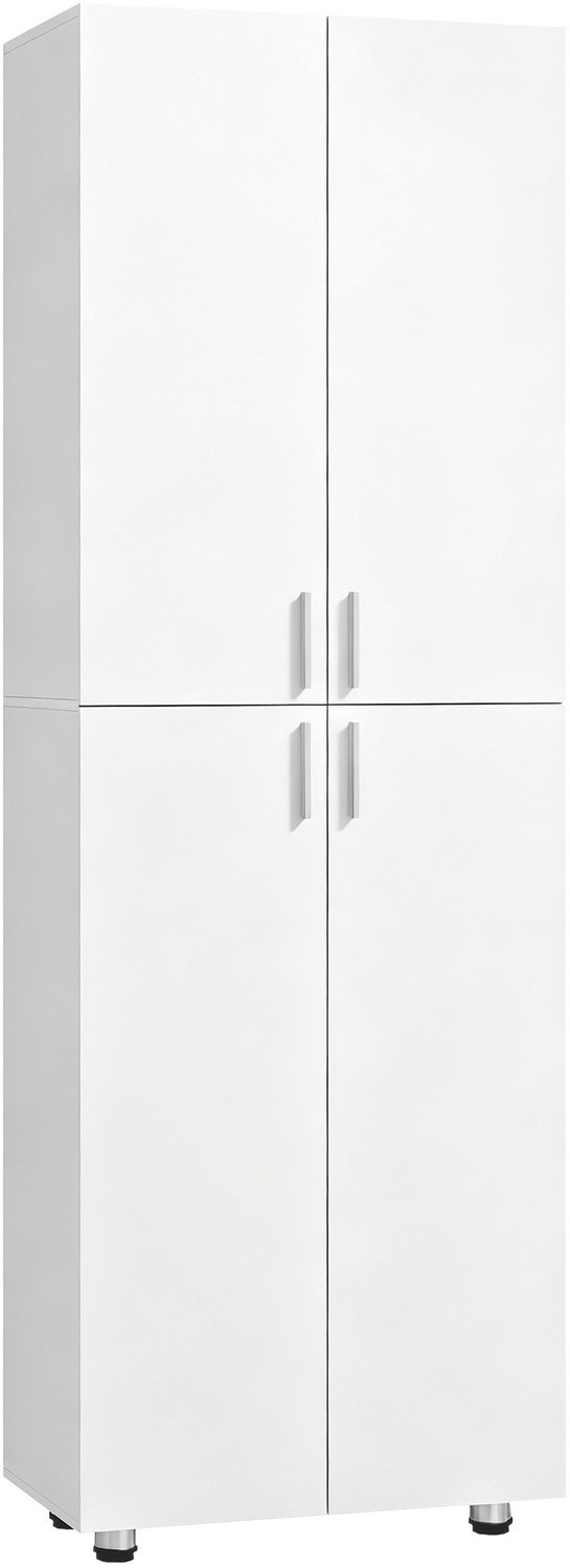 ECTEATOY Kledingkast met 4 Deuren - Hoge Opbergkast 60x34x180 cm - Wit - Kast met Verstelbare Planken en Soft-Close