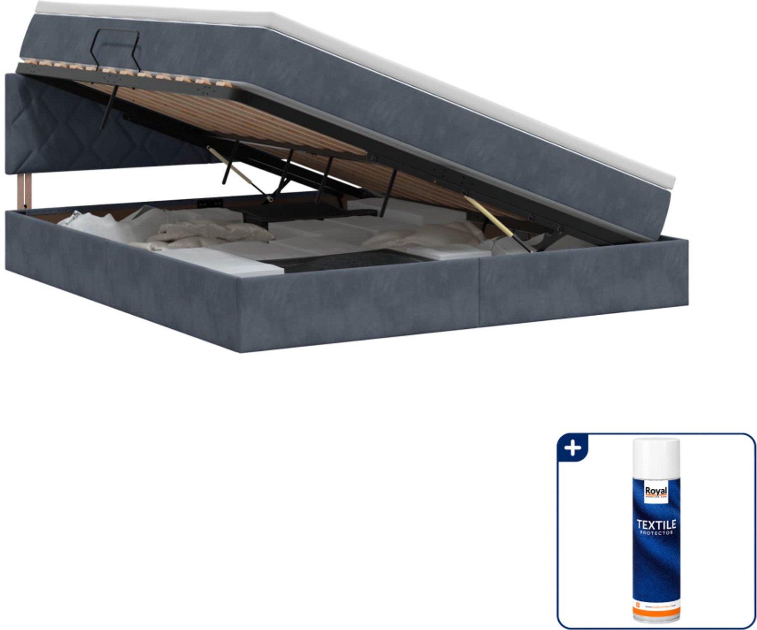 vidaXL Queensize opbergbed - 160 x 200 cm - fluweel - donkergrijs - Inclusief textielbeschermer 500 ml Donker Grijn