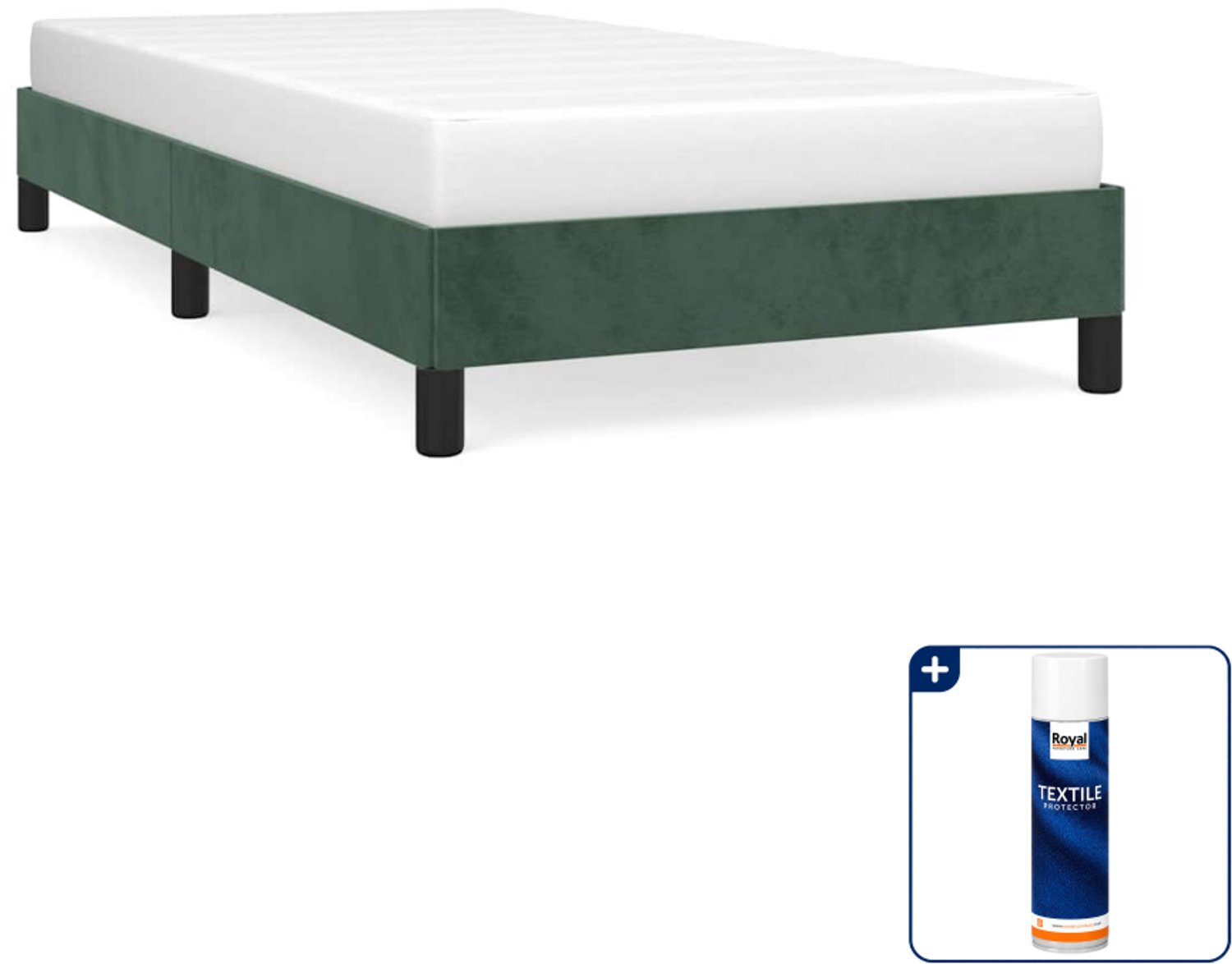 vidaXL bedframe - 90 x 200 cm - fluweel - donkergroen - Inclusief textielbeschermer 500 ml