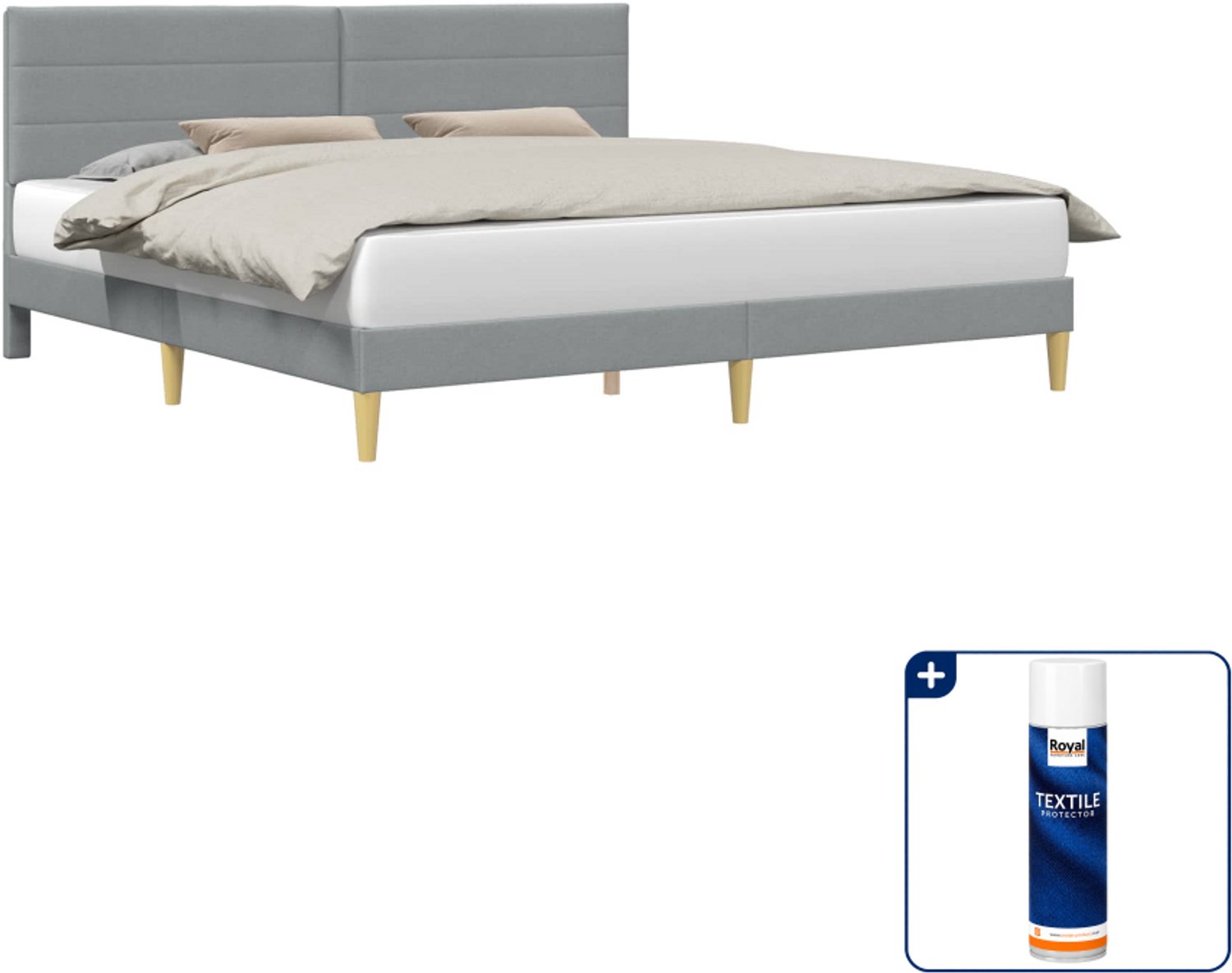 vidaXL bedframe - Kingsize - 180 x 200 cm - stof - lichtgrijs - Inclusief textielbeschermer 500 ml