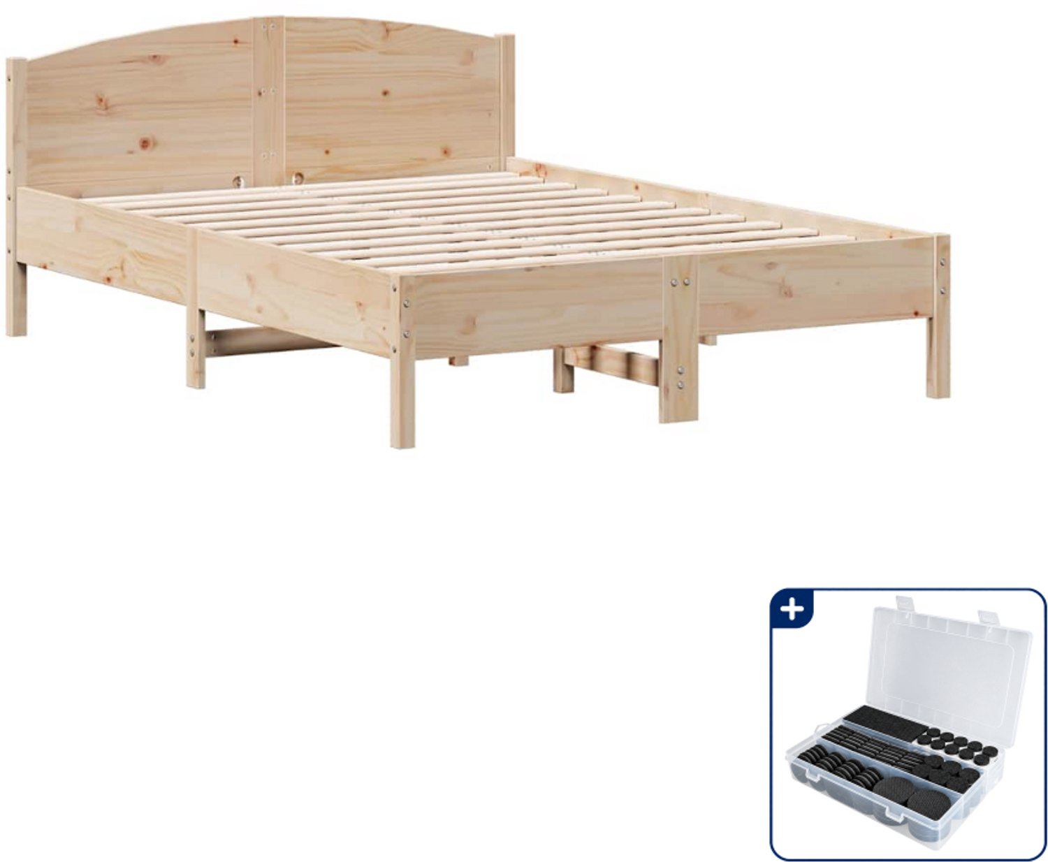 vidaXL bedframe - 135 x 190 cm - massief grenenhout - Inclusief antikrasvilt 177-delig Bruin