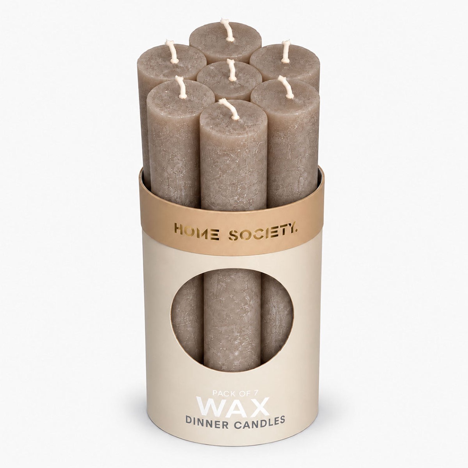 Home Society Dinerkaarsen - Taupe/Beige - 7 stuks