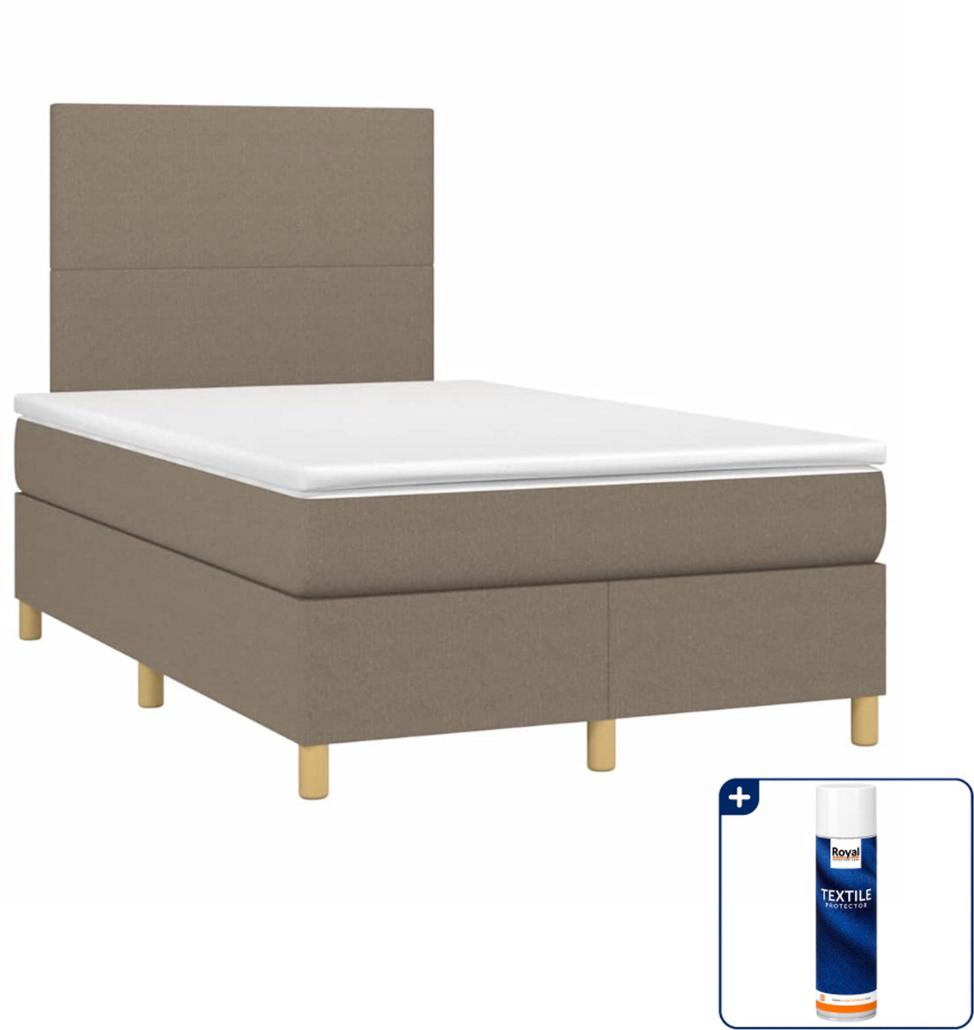 vidaXL boxspring met matras 120 x 190 cm - taupe - Inclusief textielbeschermer 500 ml