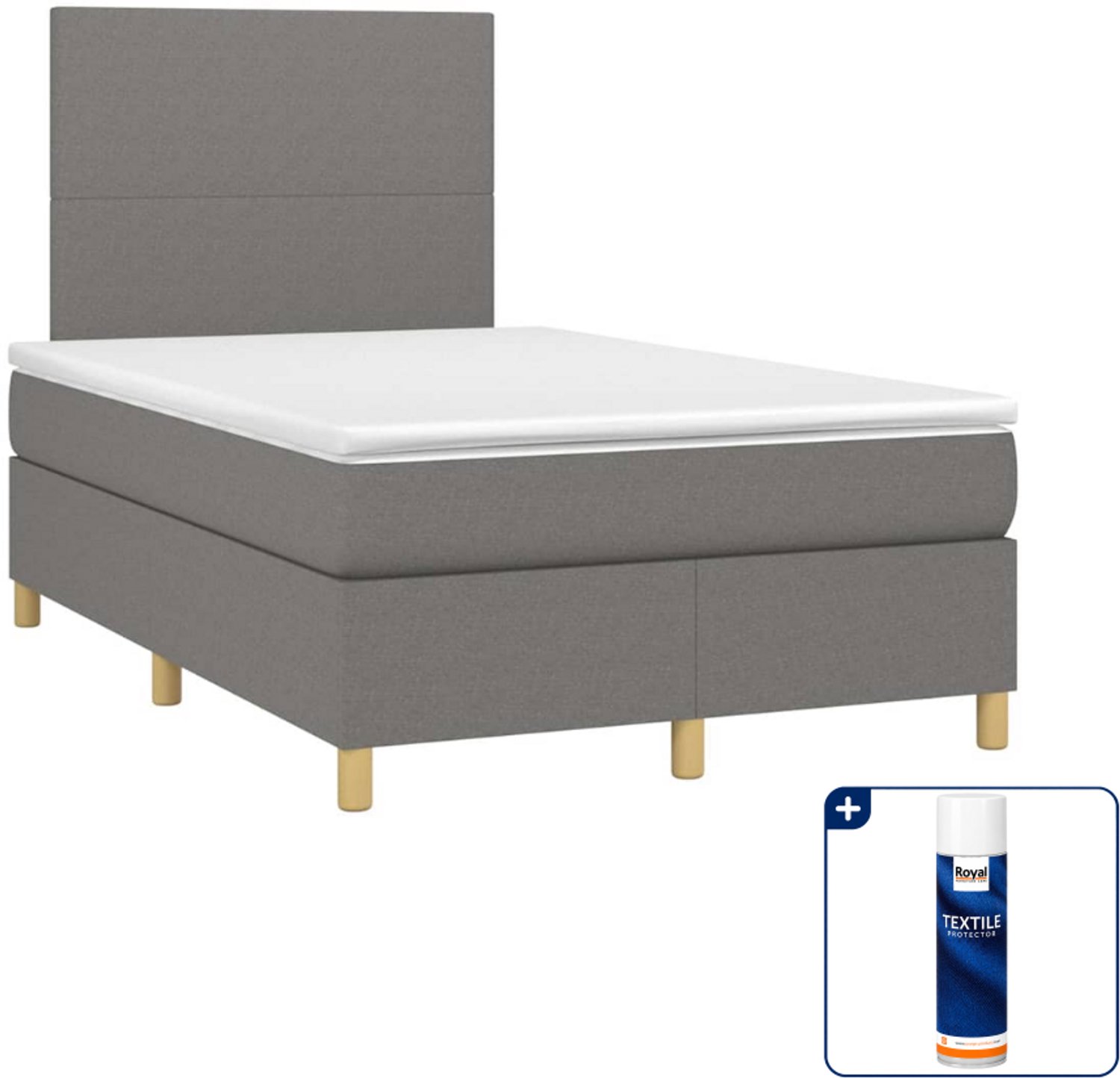vidaXL boxspring met matras - 120 x 190 cm - donkergrijs - Inclusief textielbeschermer 500 ml