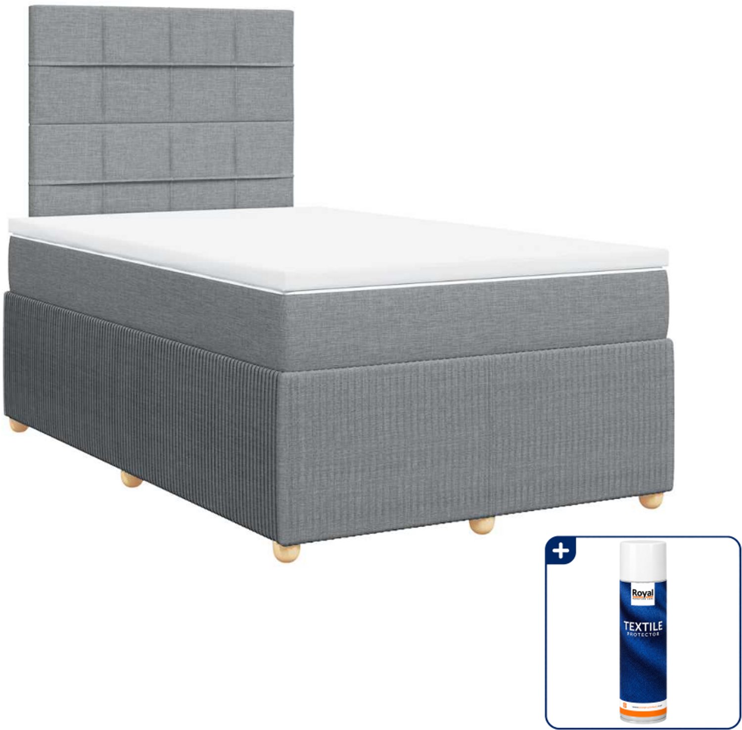 vidaXL boxspring met matras 120 x 190 cm - stof - lichtgrijs - Inclusief textielbeschermer 500 ml