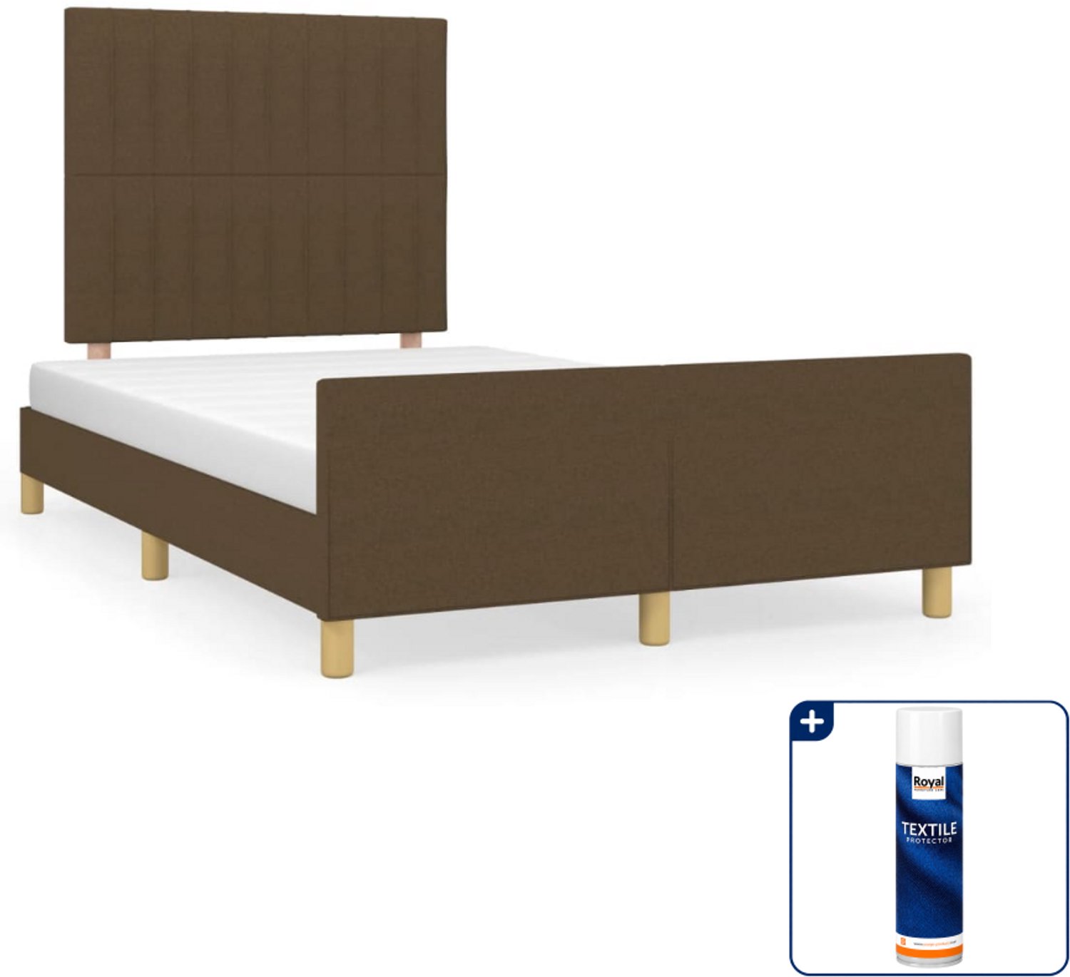 vidaXL bedframe - 120 x 190 cm - stof - donkerbruin - Inclusief textielbeschermer 500 ml