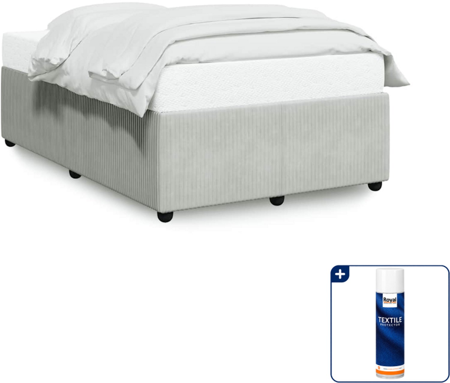 vidaXL bedframe 120 x 190 cm - fluweel - lichtgrijs - Inclusief textielbeschermer 500 ml