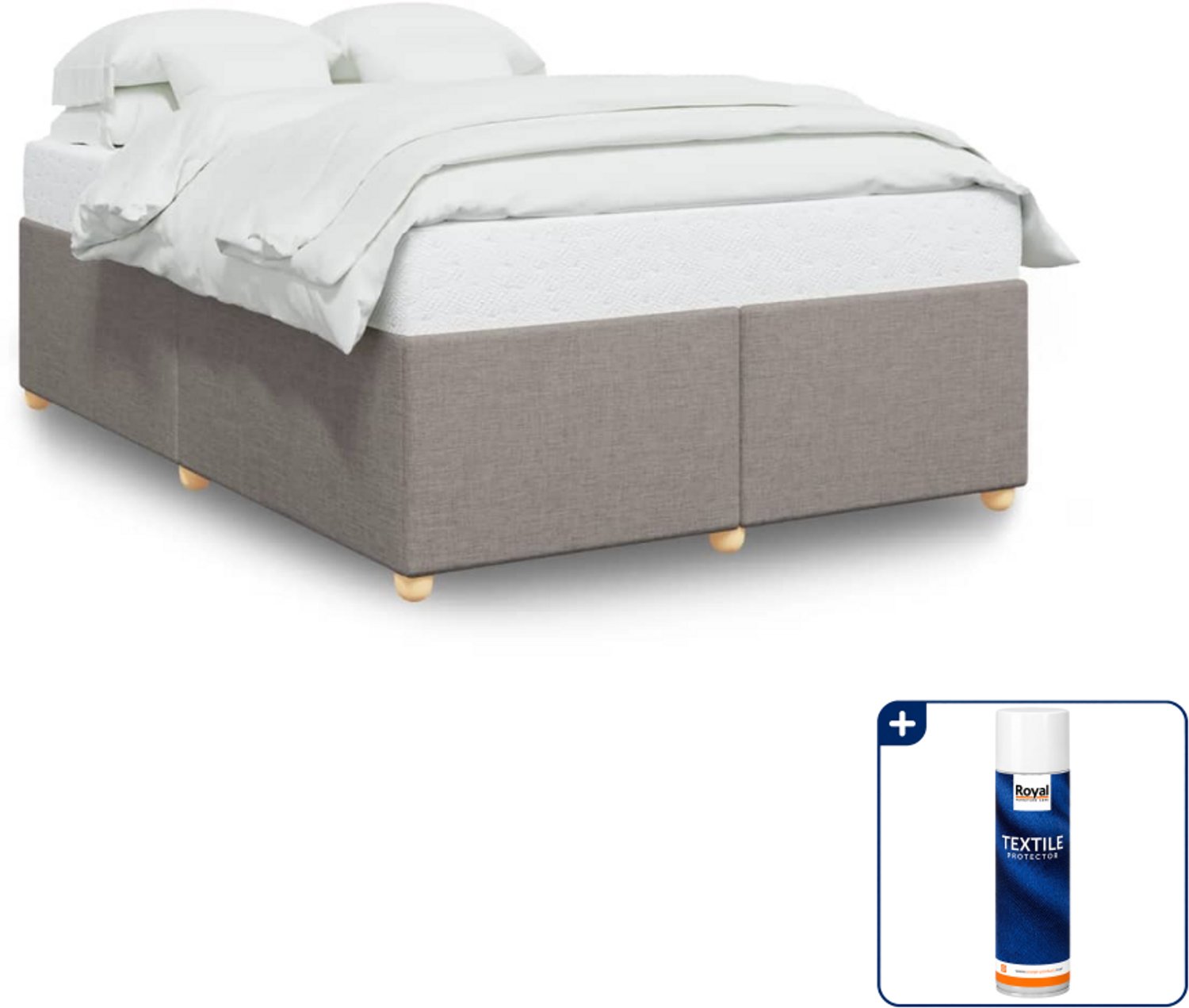 vidaXL bedframe Queensize - 160 x 200 cm - stof - taupe - Inclusief textielbeschermer 500 ml Roze