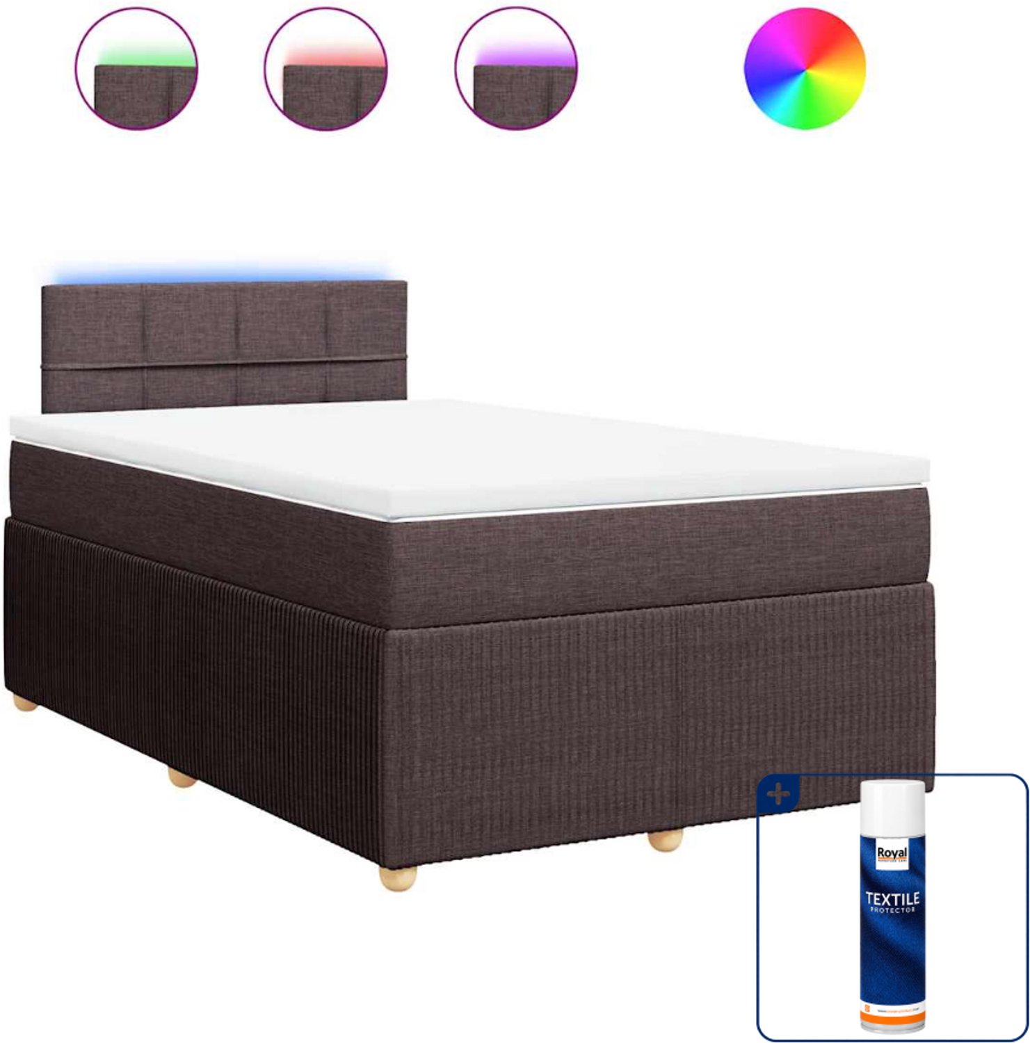 vidaXL boxspring met matras - 120 x 190 cm - donkerbruin - Inclusief textielbeschermer 500 ml