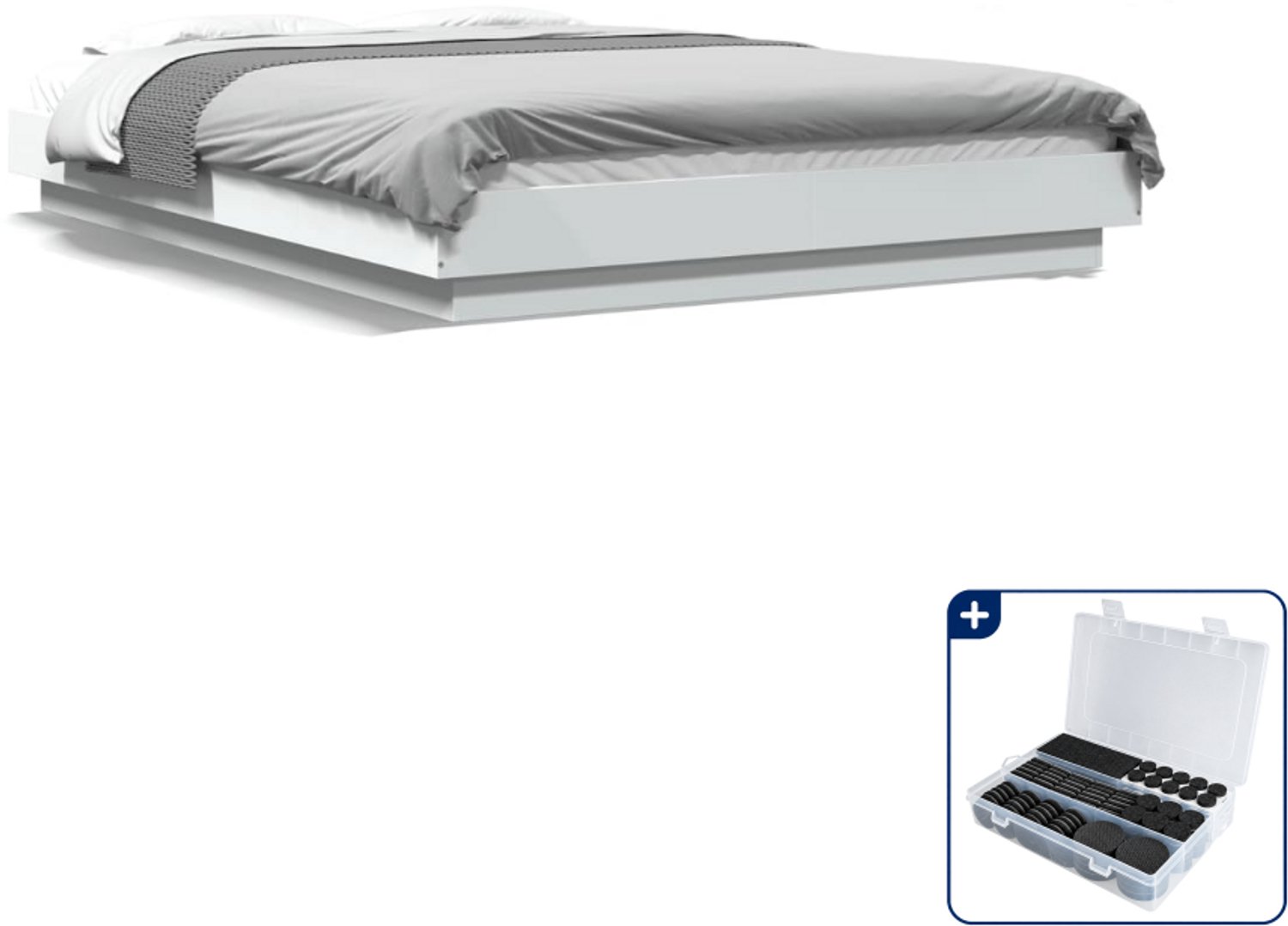 vidaXL bedframe met led - 120 x 200 cm - wit - Inclusief antikrasvilt 177-delig