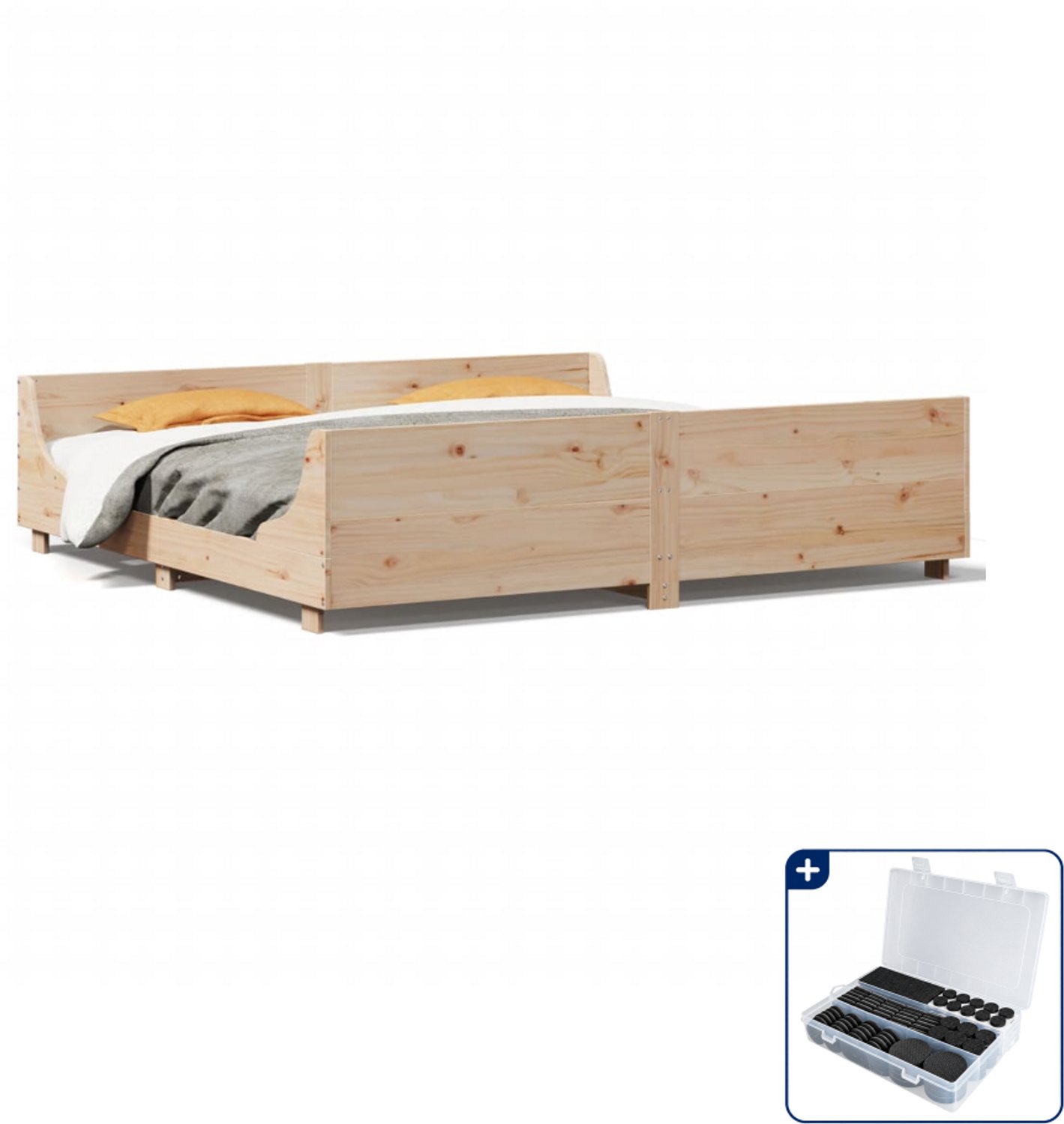 vidaXL Bedframe Kingsize - 180 x 200 cm - massief grenenhout - Inclusief antikrasvilt 177-delig Wit
