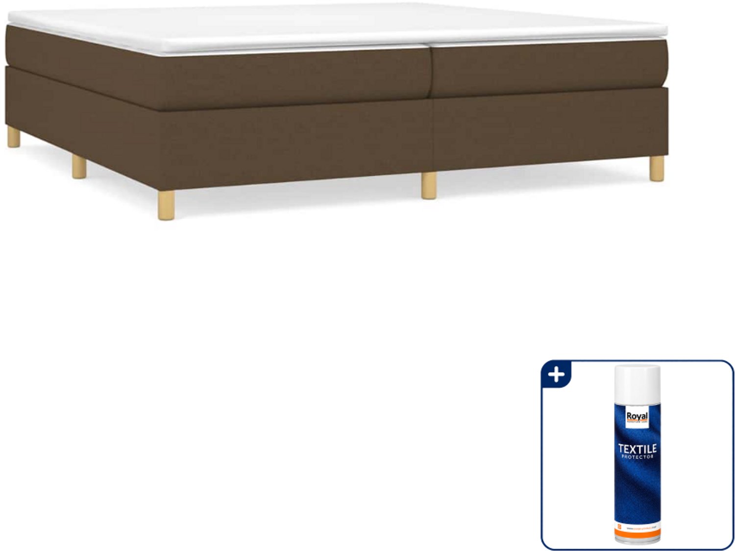 vidaXL boxspring bedframe - 200 x 200 cm - stof - donkerbruin - Inclusief textielbeschermer 500 ml Groen