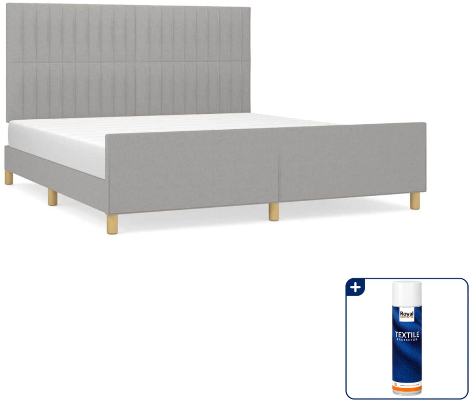 vidaXL Queensize bedframe - 160 x 200 cm - stof - lichtgrijs - Inclusief textielbeschermer 500 ml