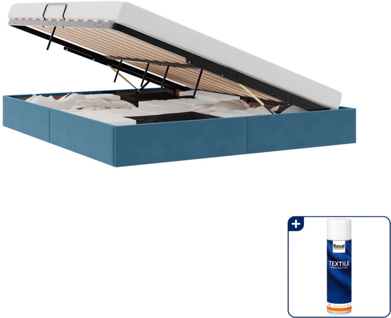 vidaXL queensize bedframe - 160 x 200 cm - fluweel - donkerblauw - Inclusief textielbeschermer 500 ml