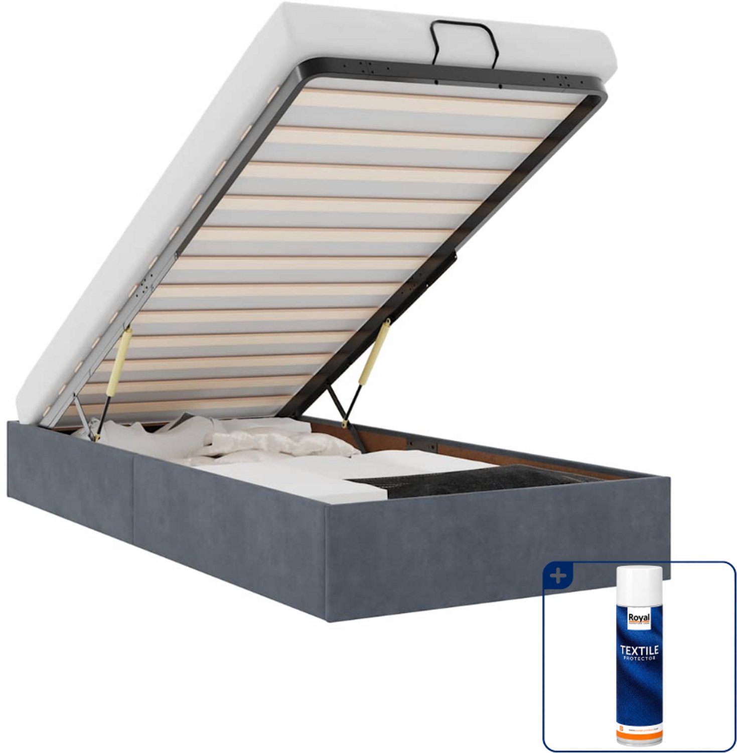 vidaXL bedframe - 100 x 200 cm - fluweel - donkergrijs - Inclusief textielbeschermer 500 ml