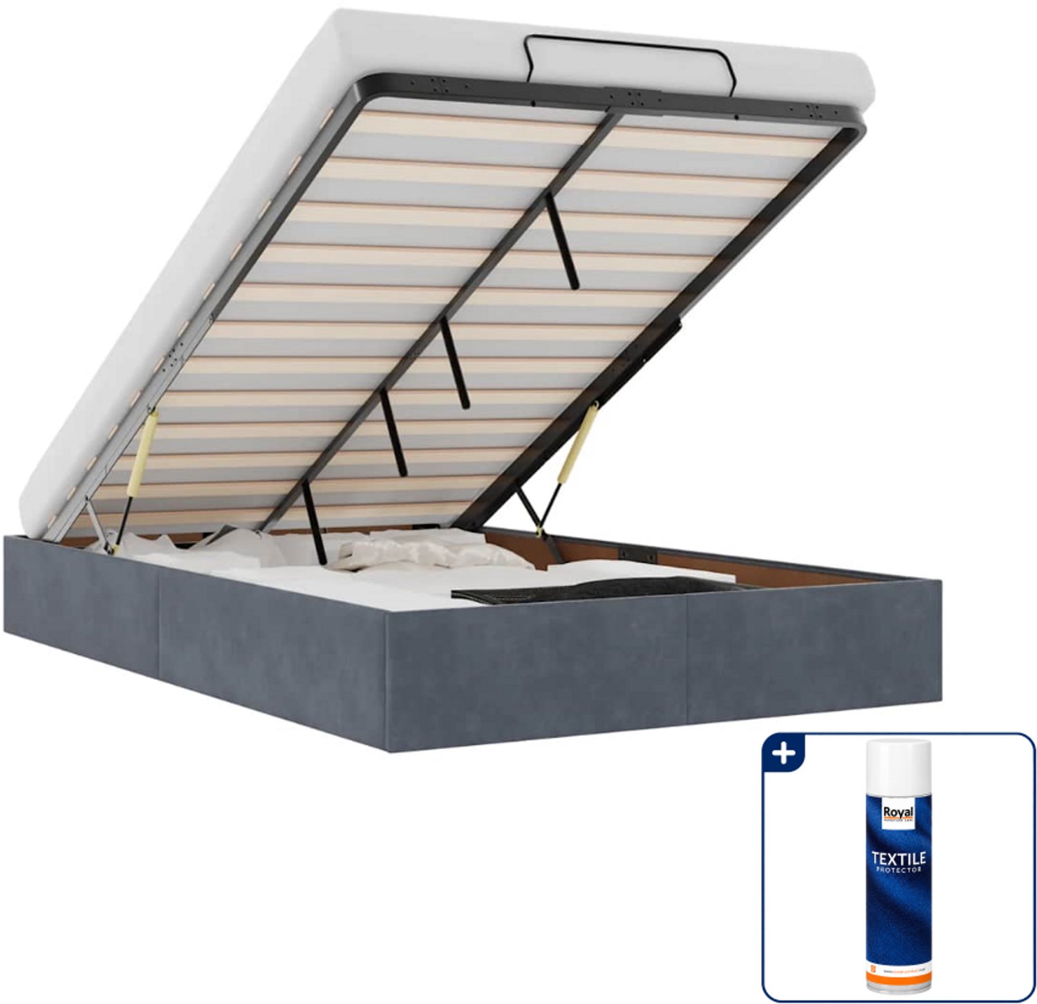 vidaXL Bedframe 120 x 190 cm - fluweel - donkergrijs - Inclusief textielbeschermer 500 ml