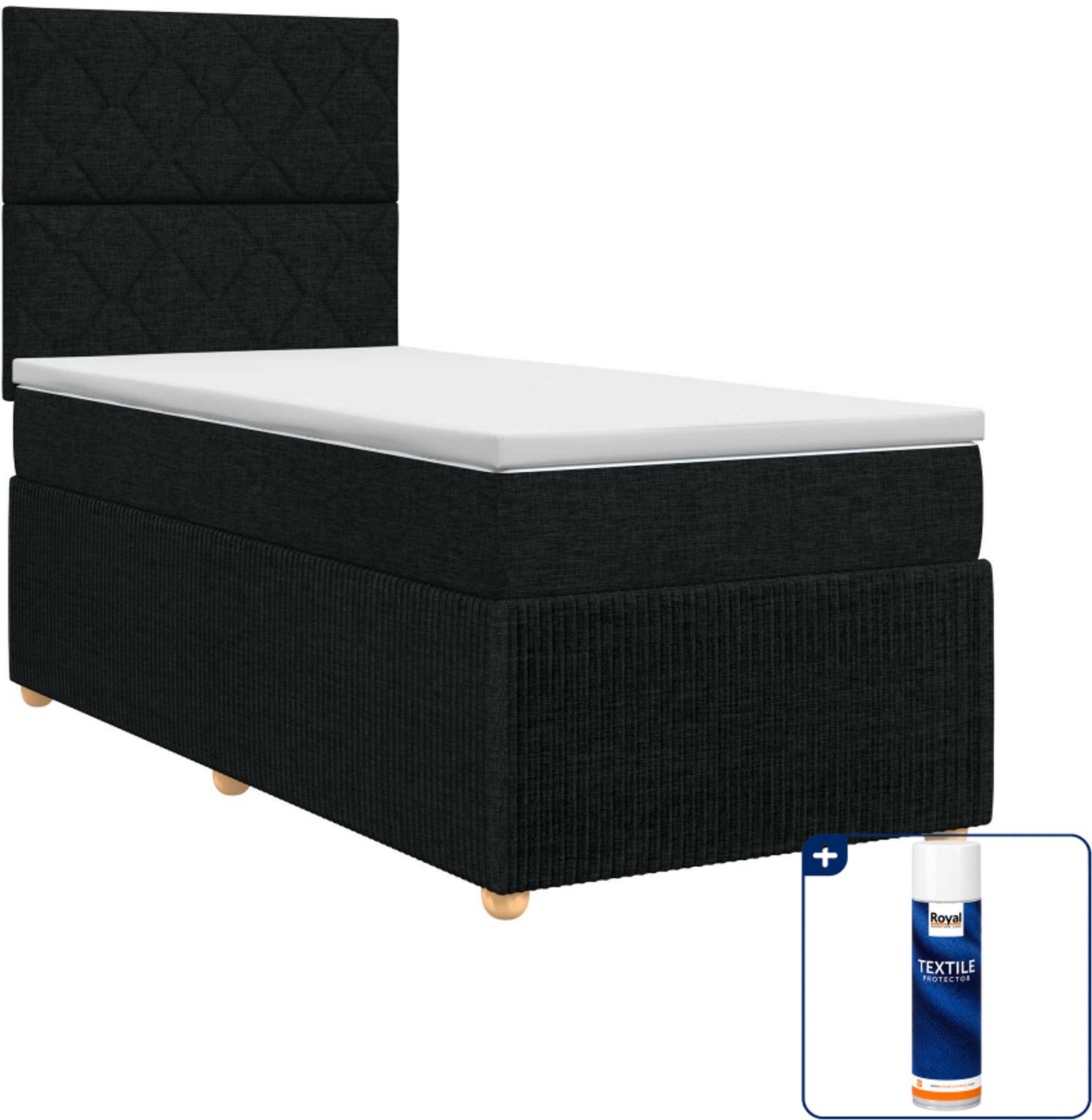 vidaXL boxspringbed met matras - 80 x 200 cm - zwart - Inclusief textielbeschermer 500 ml