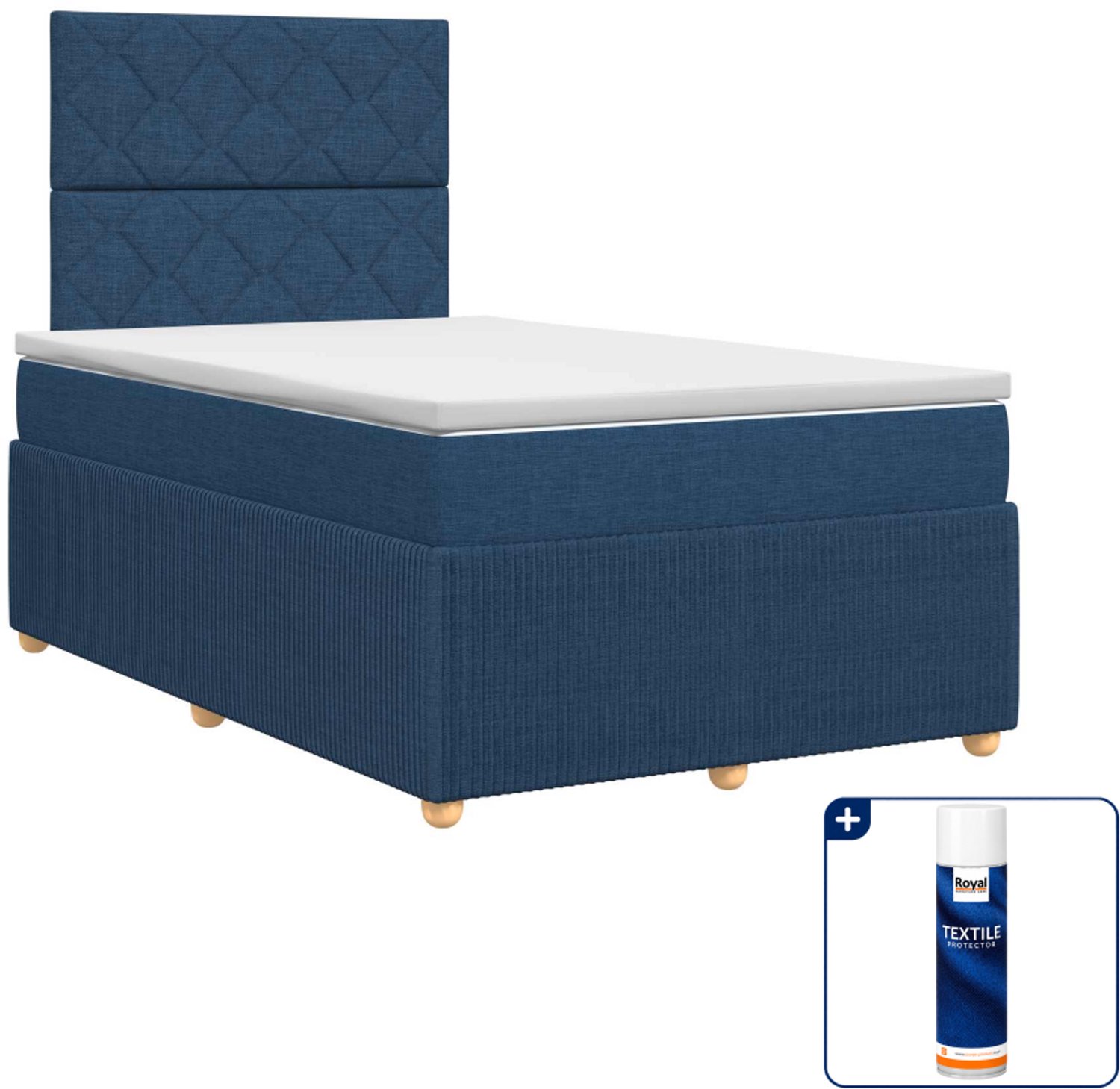 vidaXL boxspringbed - 120 x 190 cm - blauw - Inclusief textielbeschermer 500 ml
