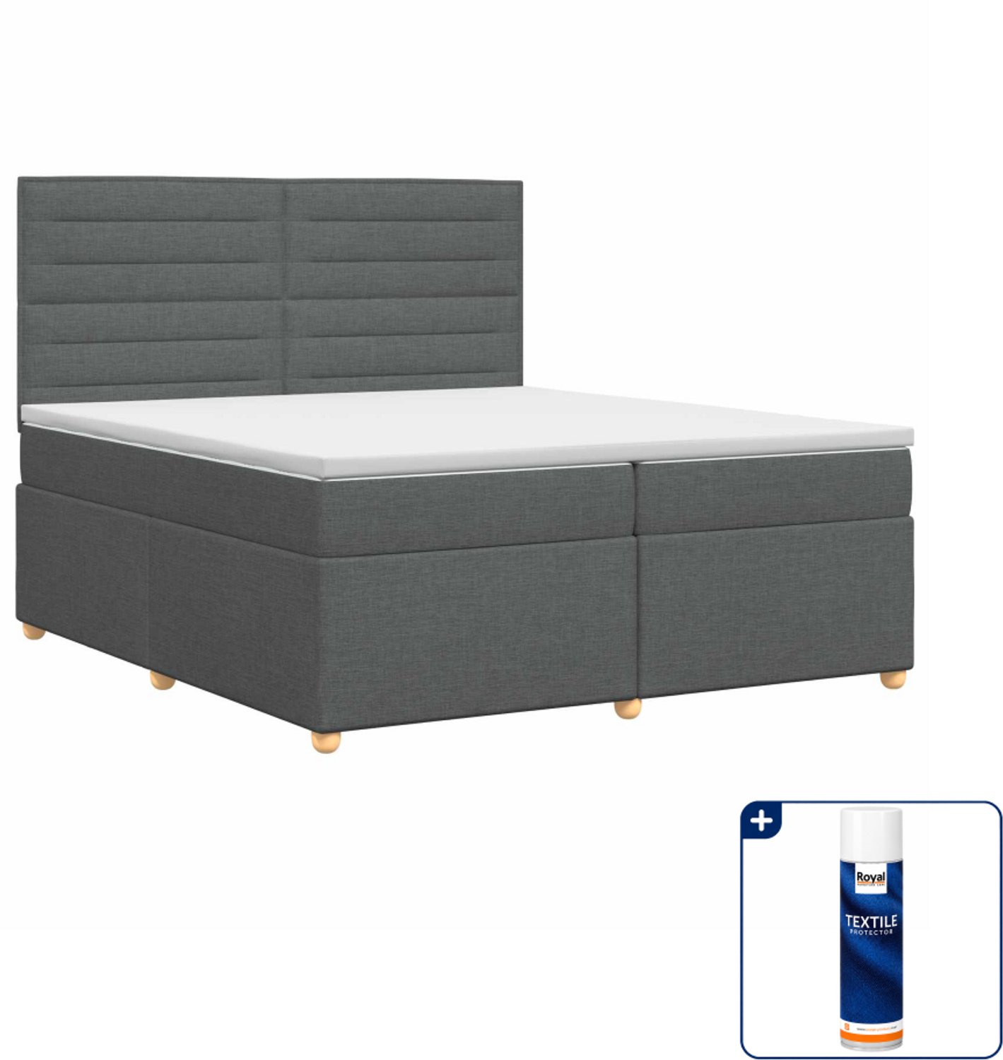 vidaXL Boxspringbed - 200 x 200 cm - donkergrijs - Inclusief textielbeschermer 500 ml Donker Grijn