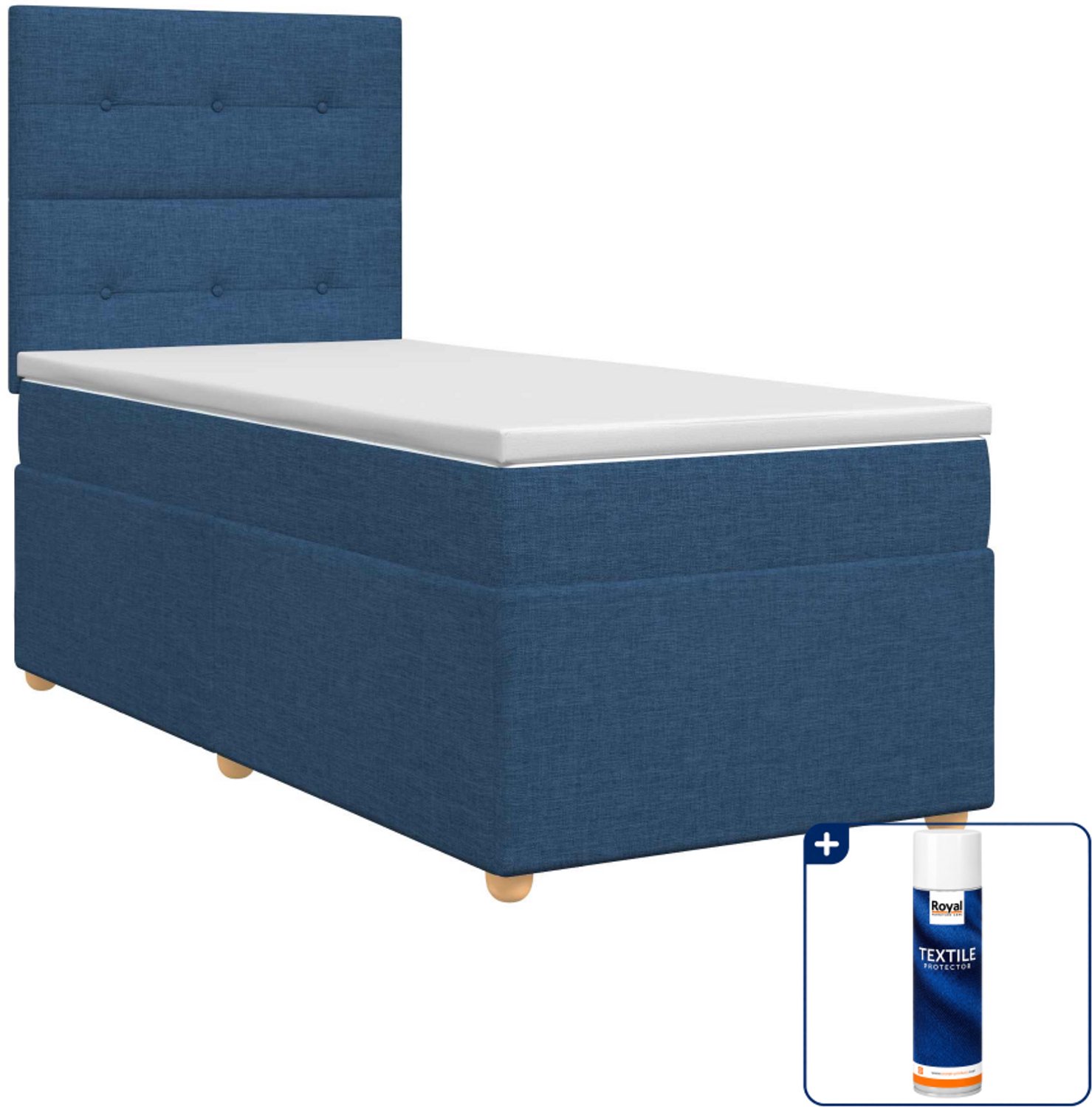 vidaXL boxspringbed - 90 x 190 cm - blauw - Inclusief textielbeschermer 500 ml