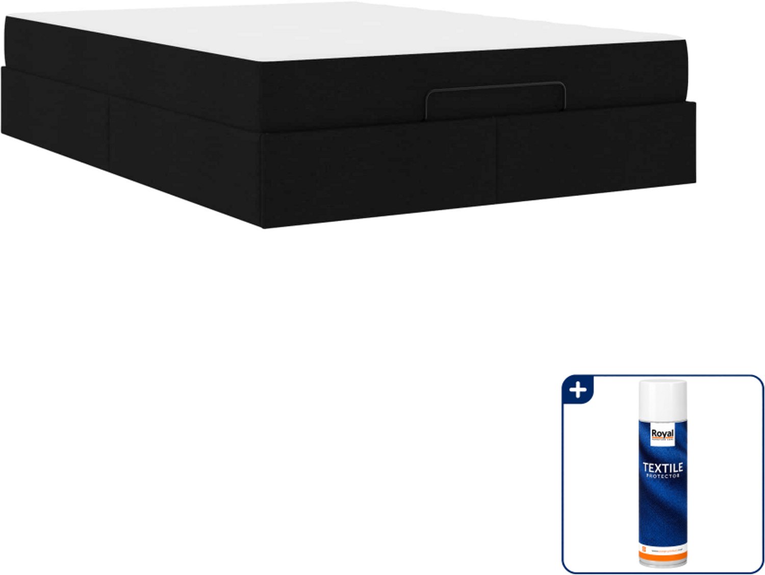 vidaXL bed met matras - 140 x 190 cm - stof - zwart - Inclusief textielbeschermer 500 ml Bruin