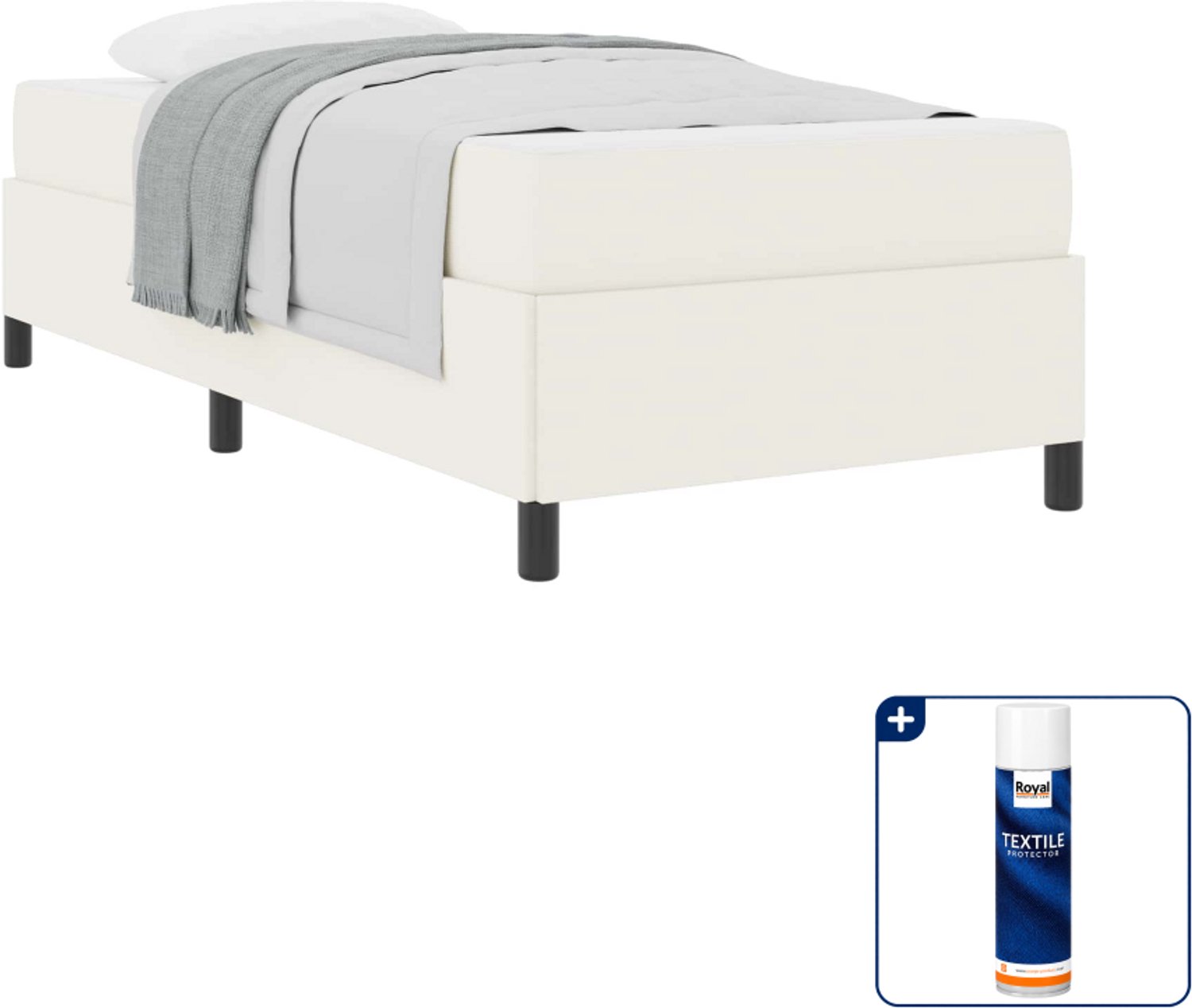 vidaXL Bed met matras - 100 x 200 cm - stof - crème - Inclusief textielbeschermer 500 ml Bruin
