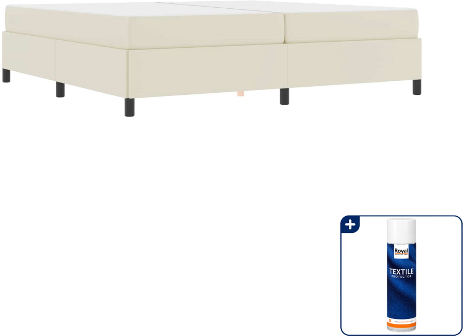 vidaXL Bed met matras - 200 x 200 cm - stof - crème - Inclusief textielbeschermer 500 ml Bruin
