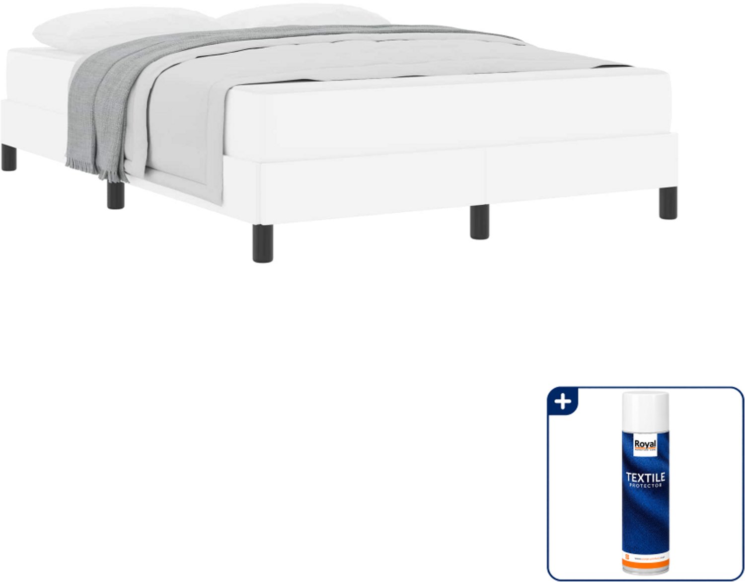 vidaXL Bed met matras - 140 x 190 cm - stof - puur wit - Inclusief textielbeschermer 500 ml Bruin
