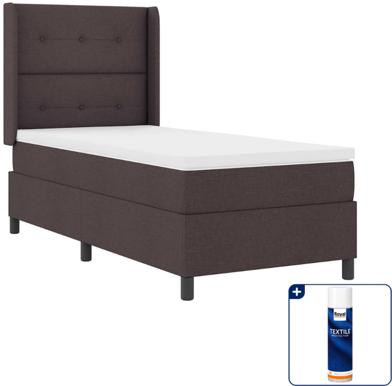 vidaXL boxspring - 100 x 200 cm - donkerbruin - Inclusief textielbeschermer 500 ml
